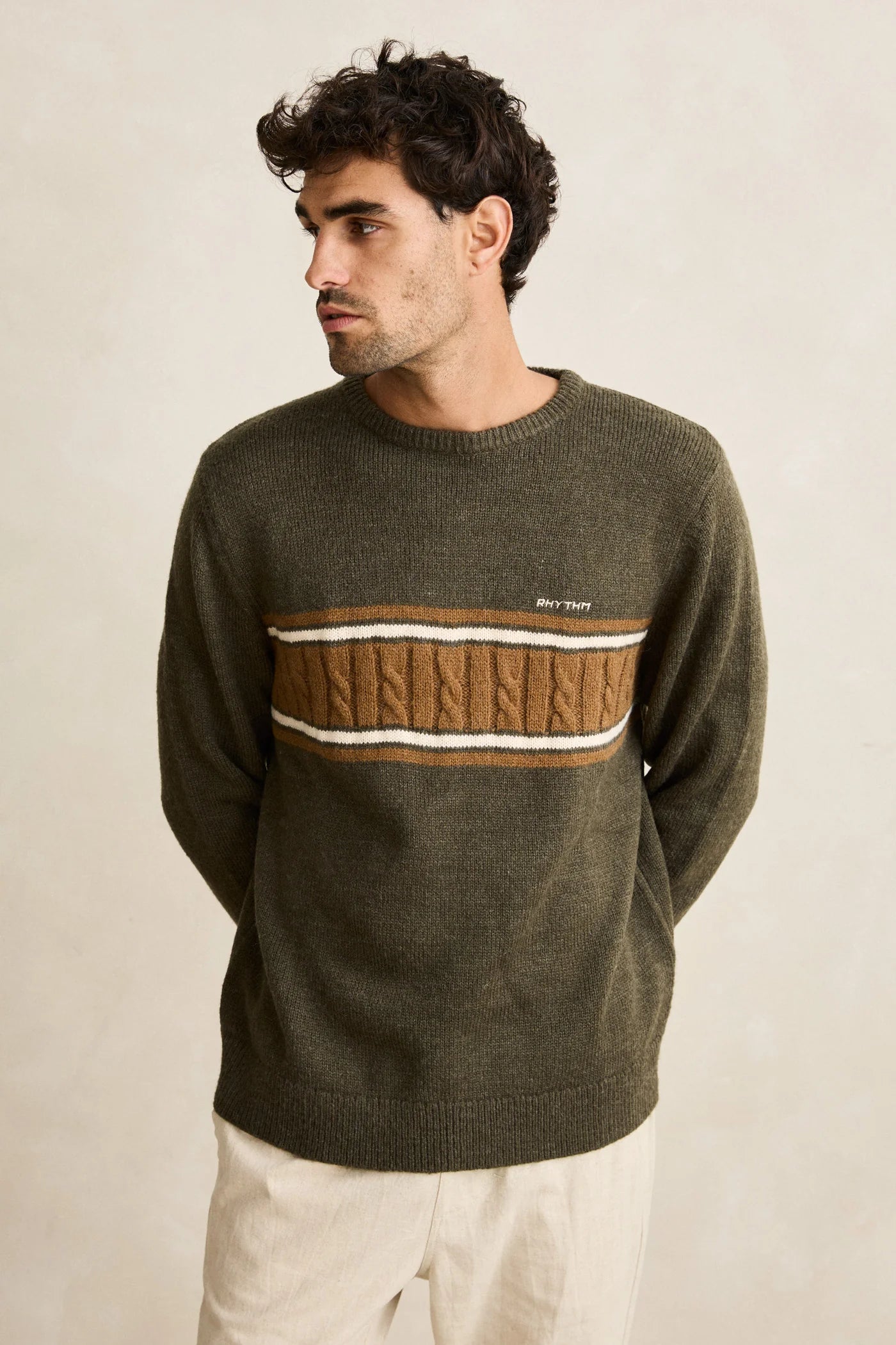 Mohair Stripe Knit - Midnight Olive