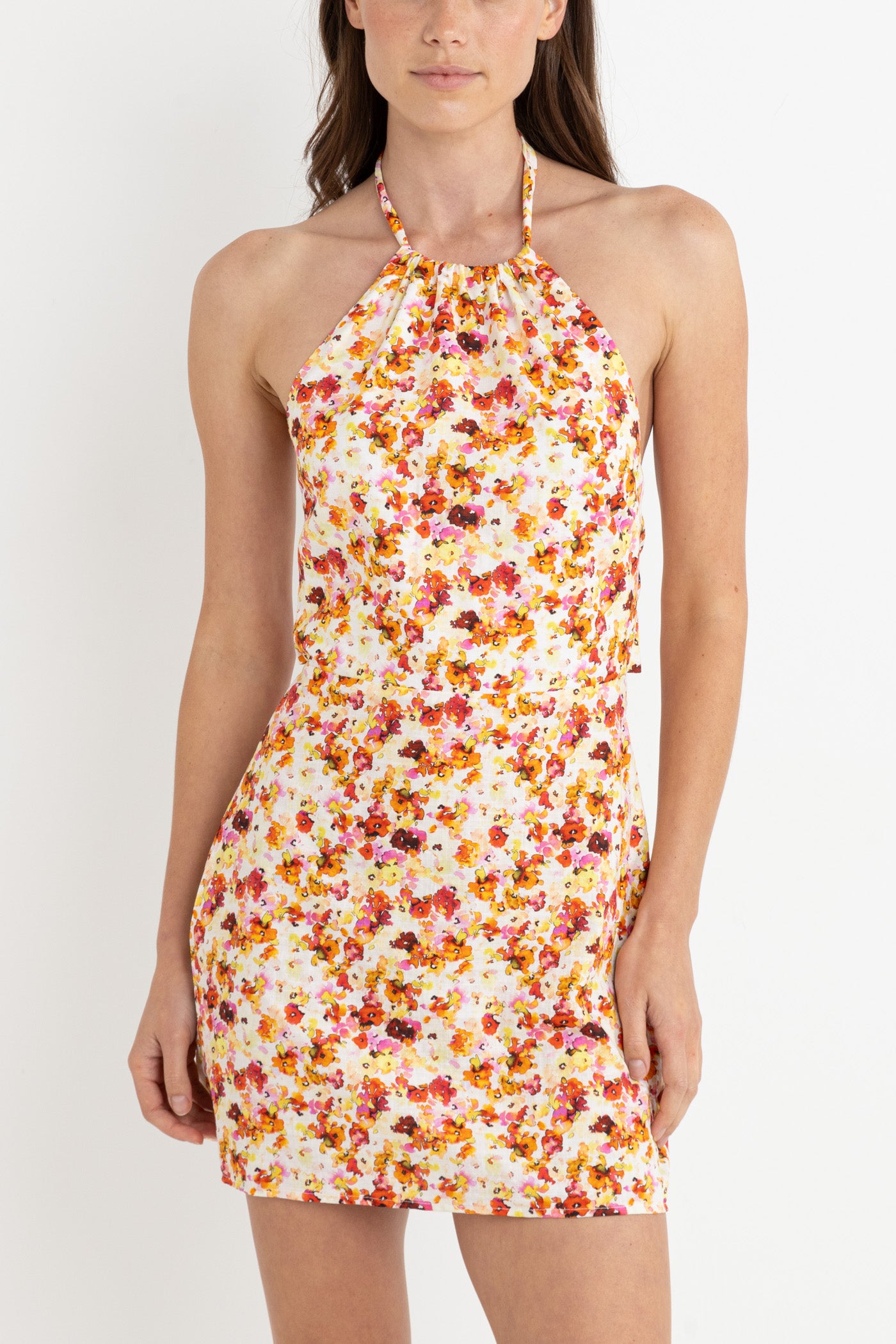Haven Floral Halter Mini Dress - Red