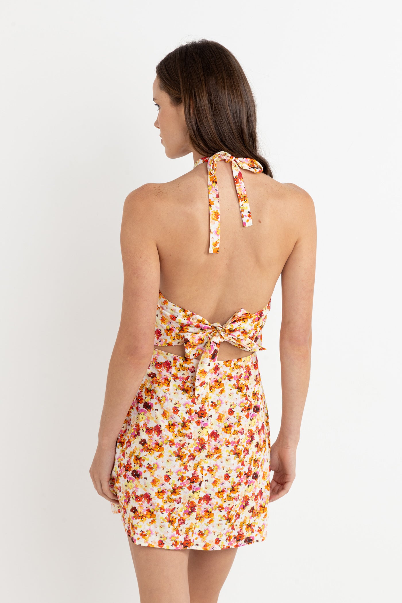 Haven Floral Halter Mini Dress - Red