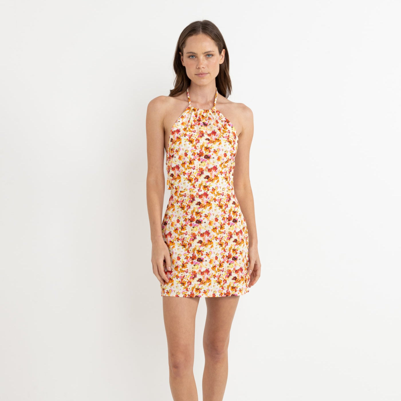 Haven Floral Halter Mini Dress - Red