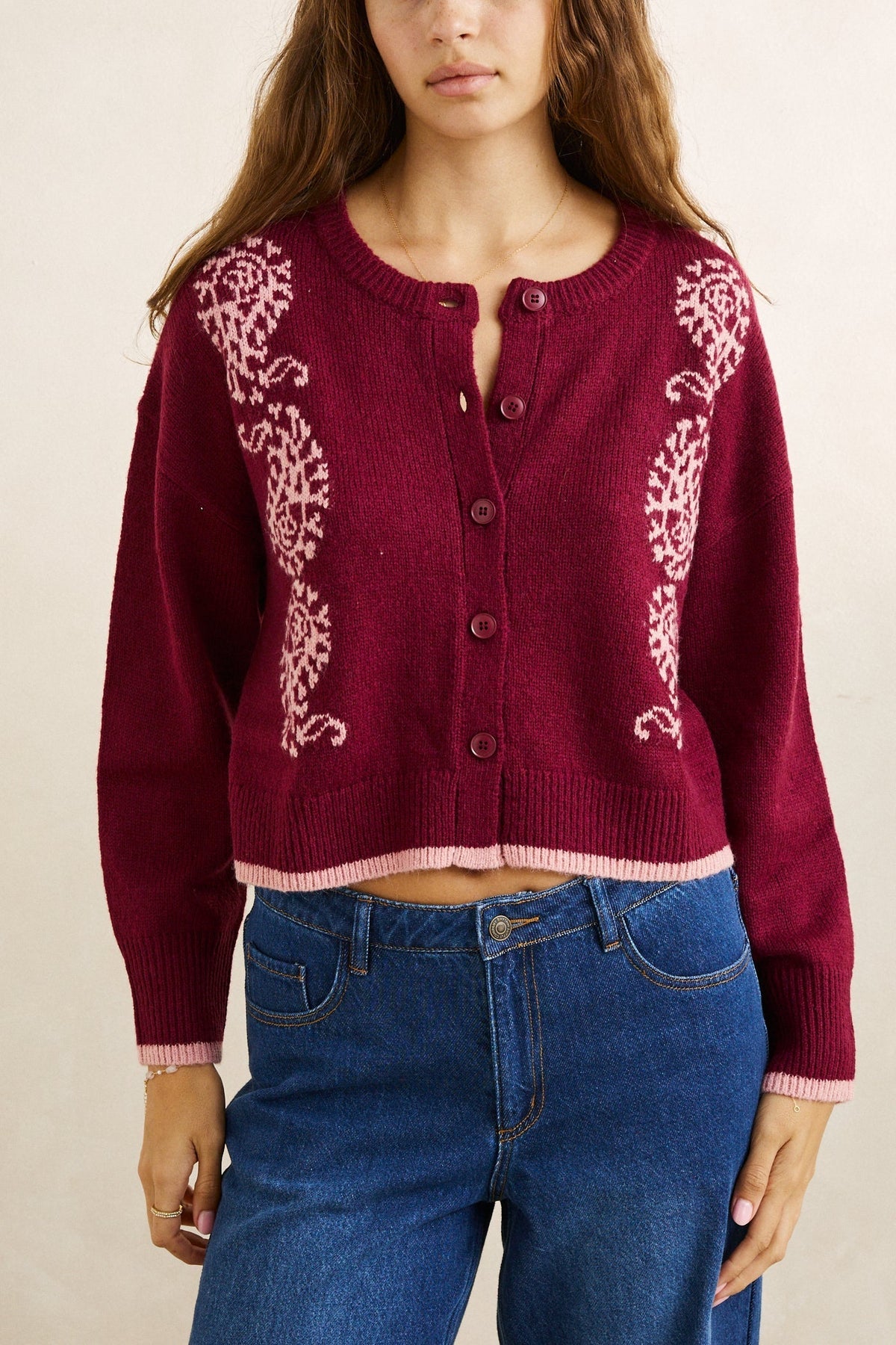 Sandy Crop Cardigan - Plum
