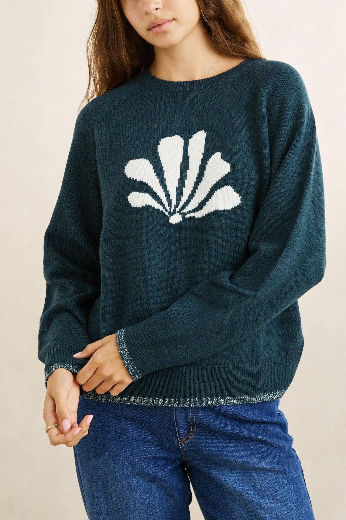 Bayside Crew Neck Knit - Forest