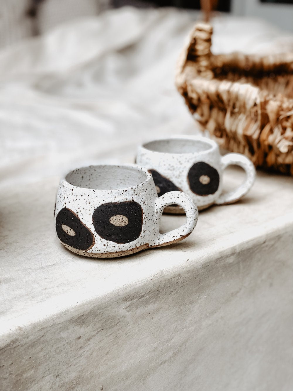 Hana Short Mug - Black Flower Motif
