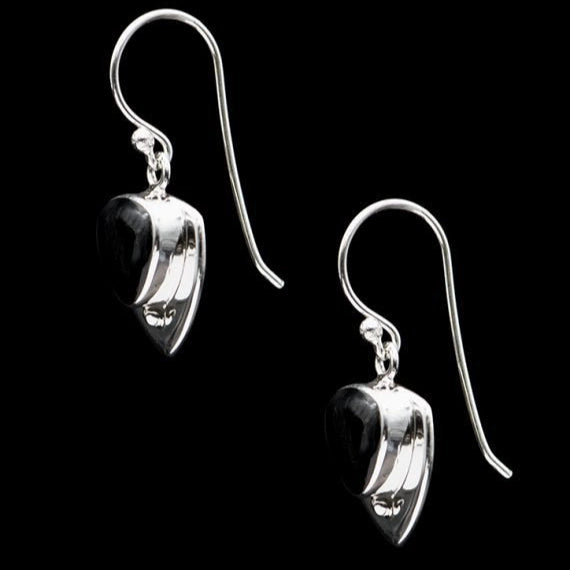 Shield Drop Earrings - Obsidian