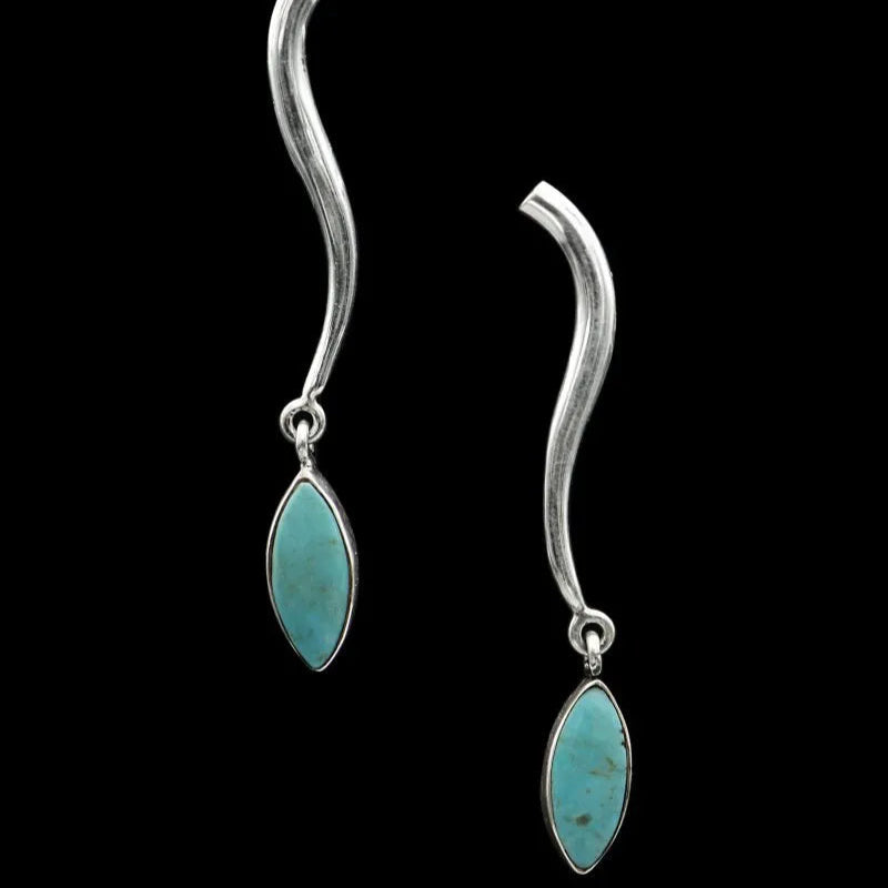 Janet Dangly Silver Earrings - Turquoise