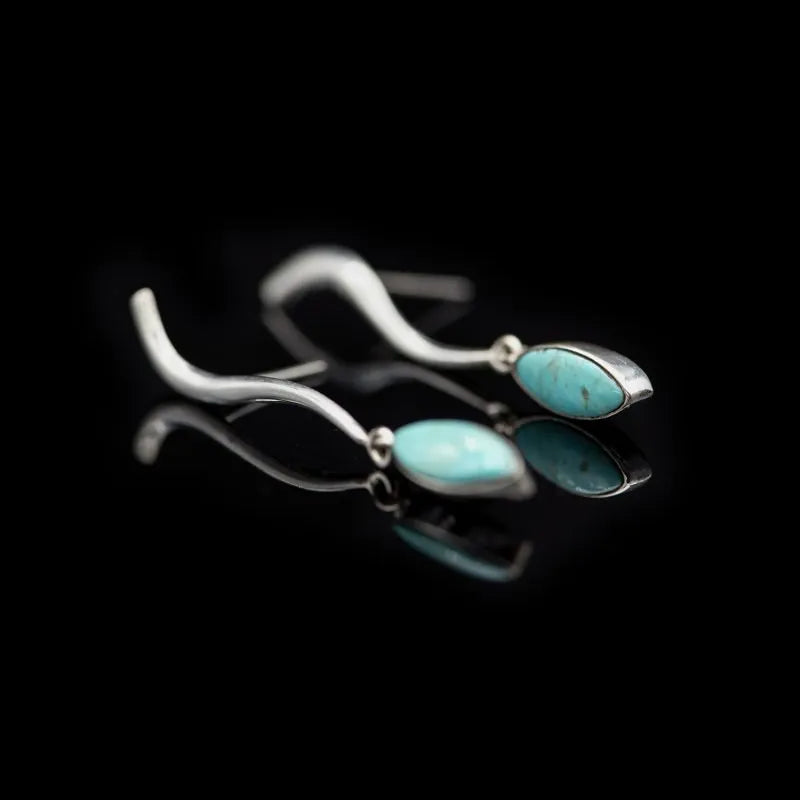 Janet Dangly Silver Earrings - Turquoise