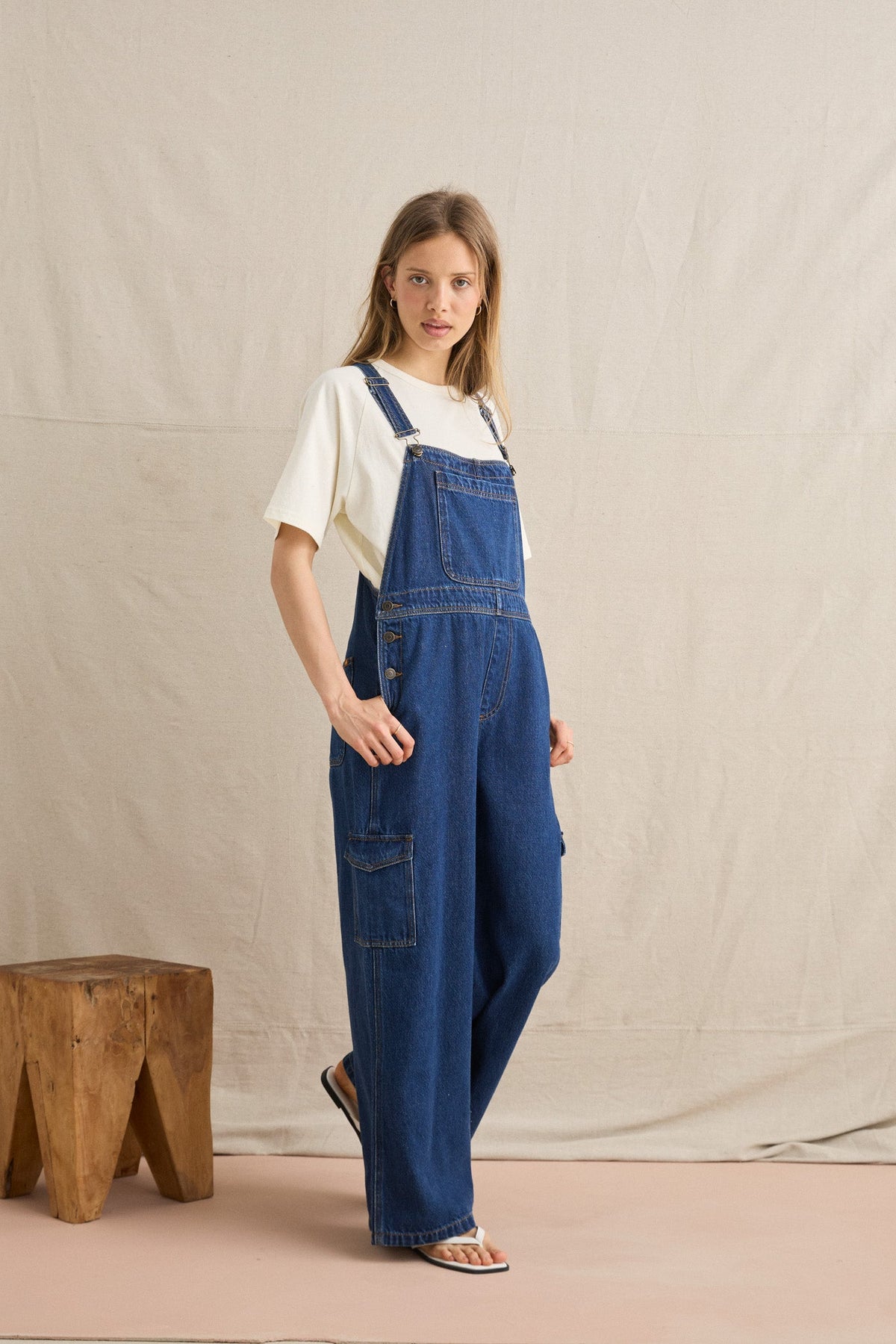 Charlie Wide Leg Cargo Overall - Dark Denim