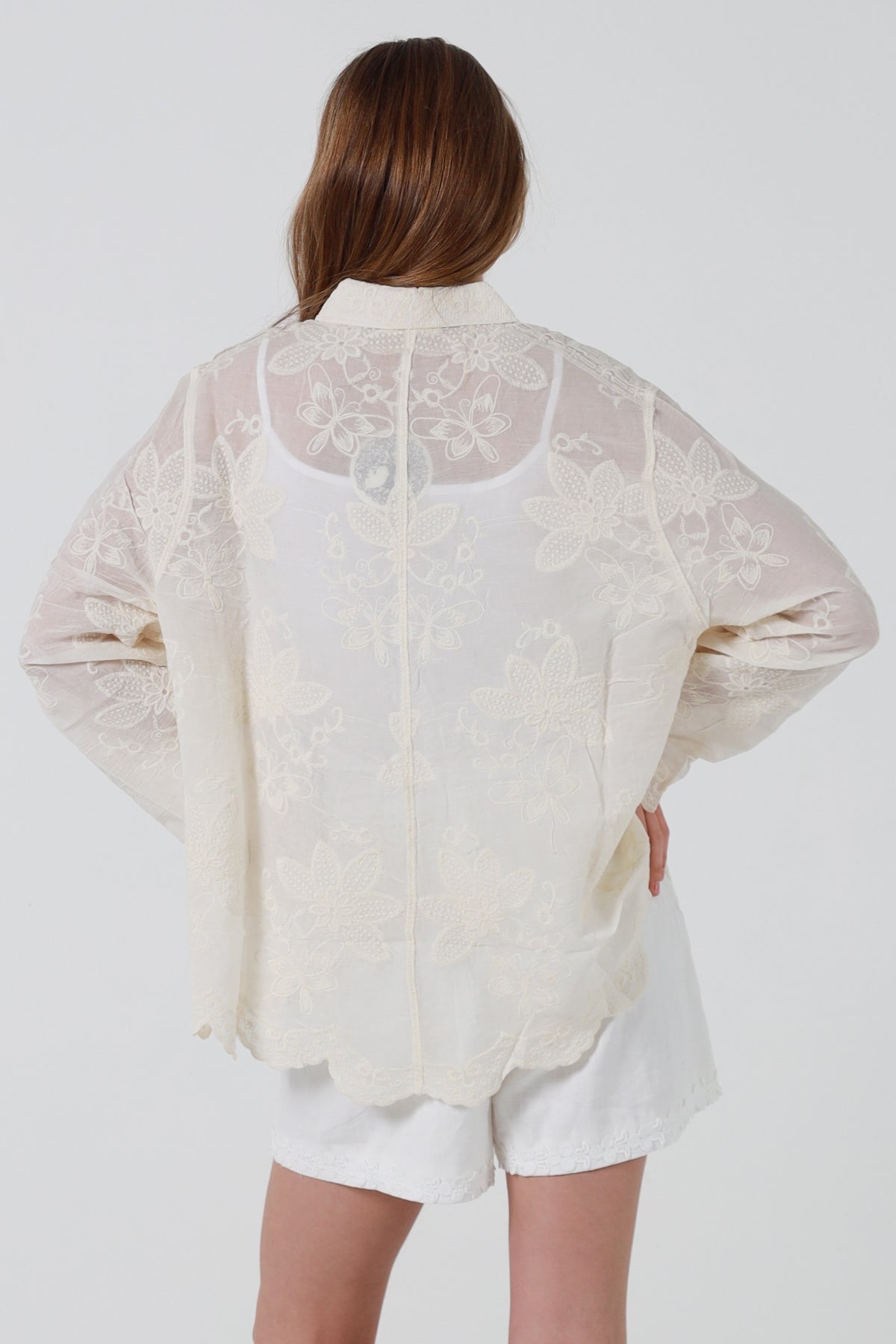 Ivy Embroidered Shirt - Beige - Isabella The Label