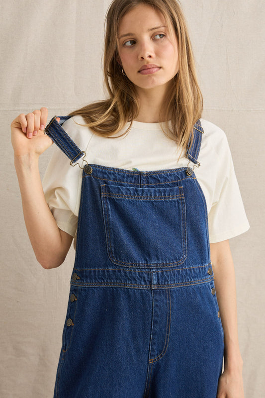Charlie Wide Leg Cargo Overall - Dark Denim