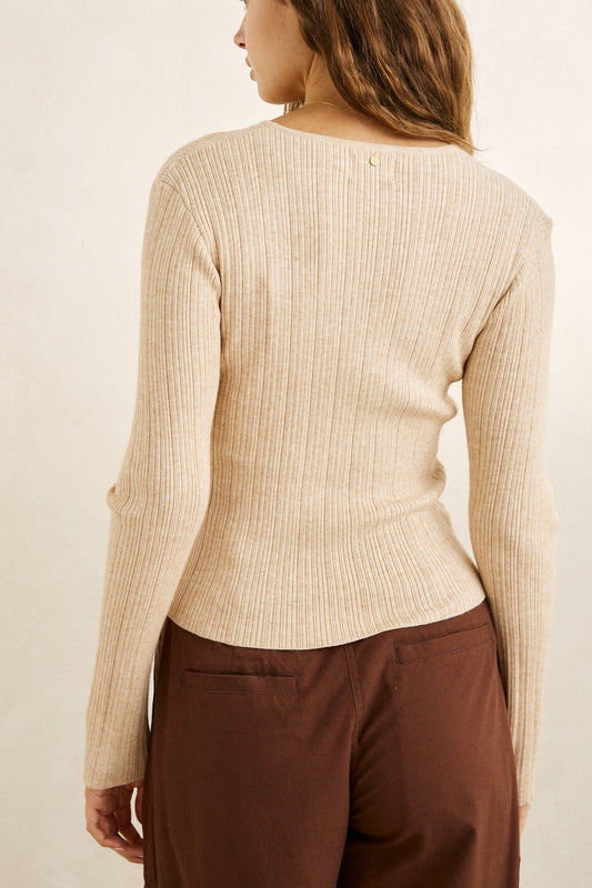 Essential Long Sleeve Knit Top - Oat