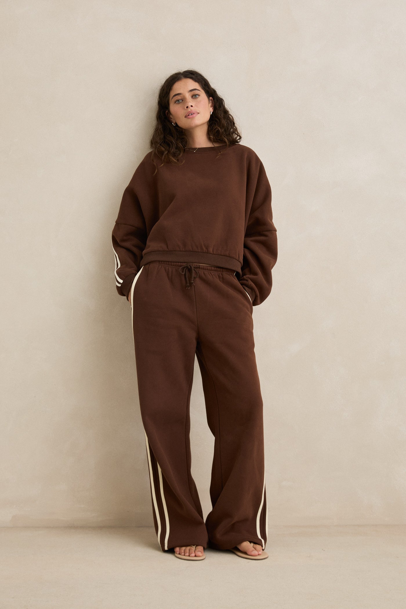 Contrast Track Pant - Brown