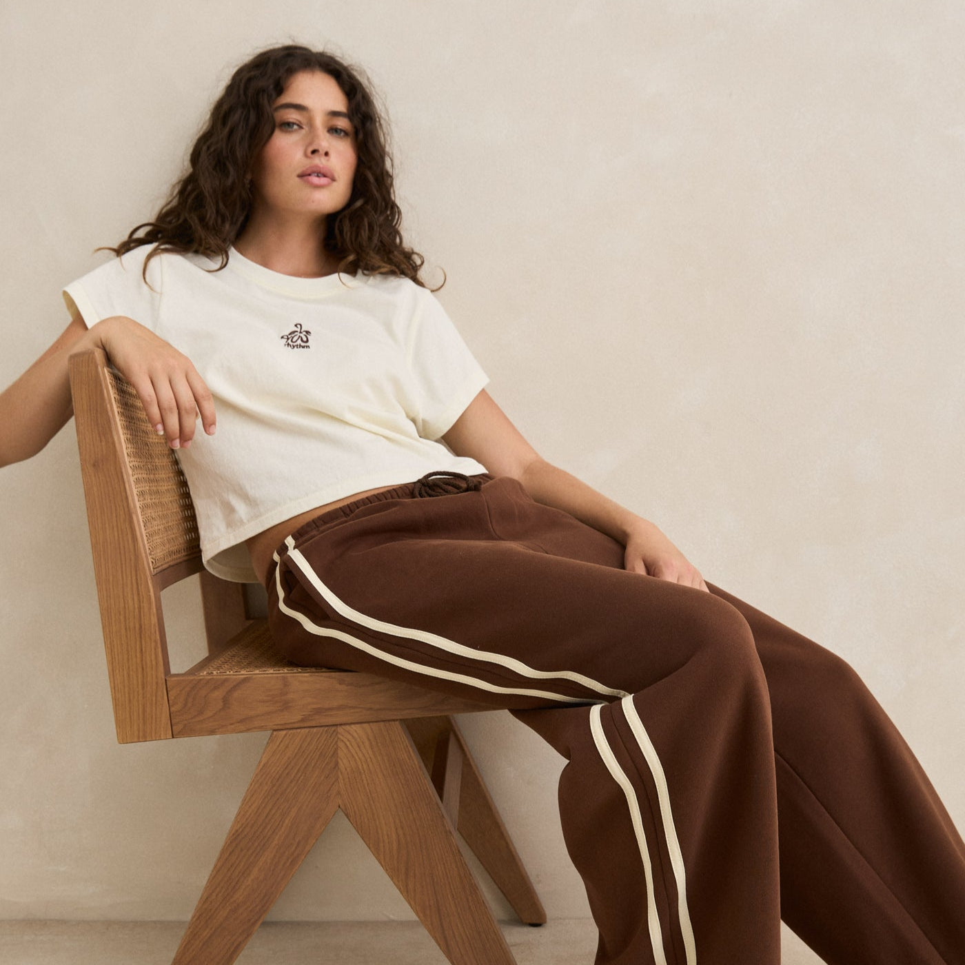Contrast Track Pant - Brown