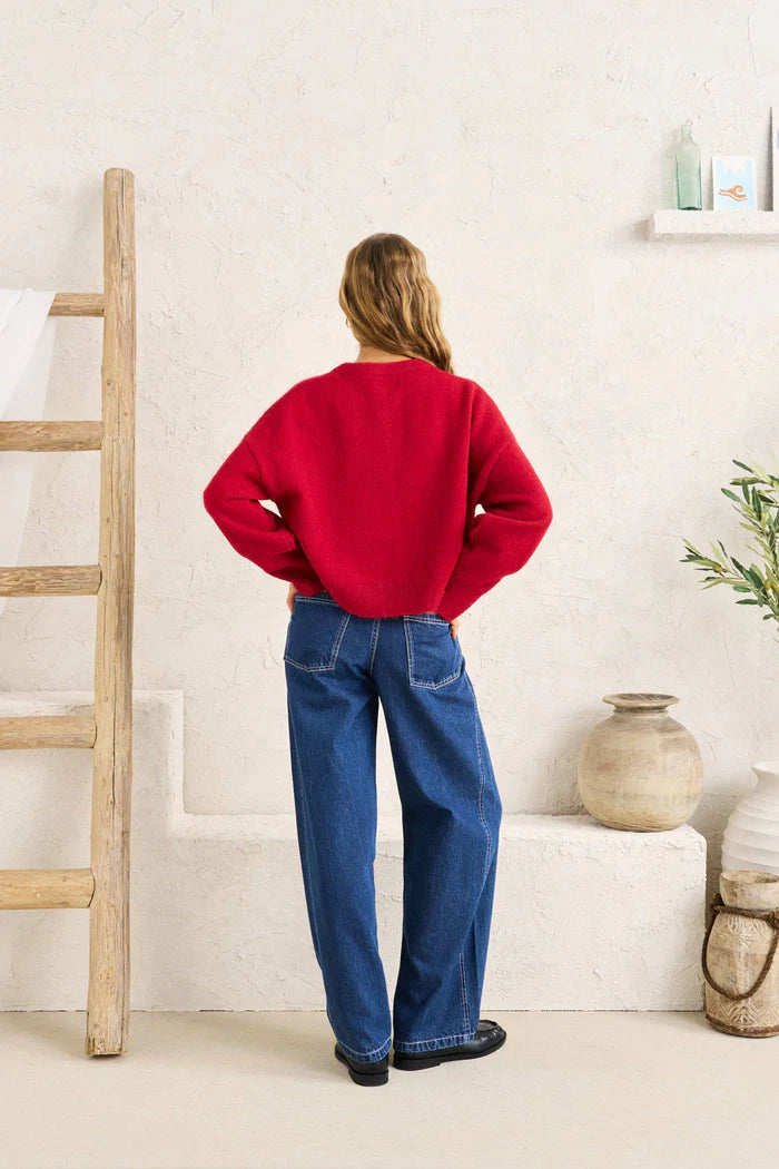 Estelle Fluffy Cardigan - Chilli