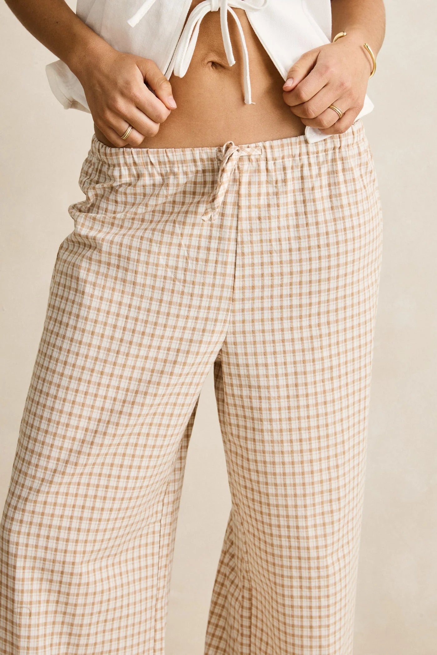 London Check Beach Pant - Natural