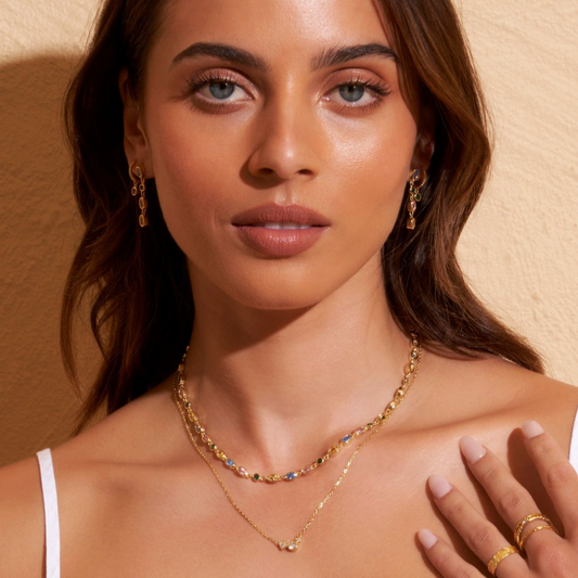 Isadora Gold Earrings - Multi Blue