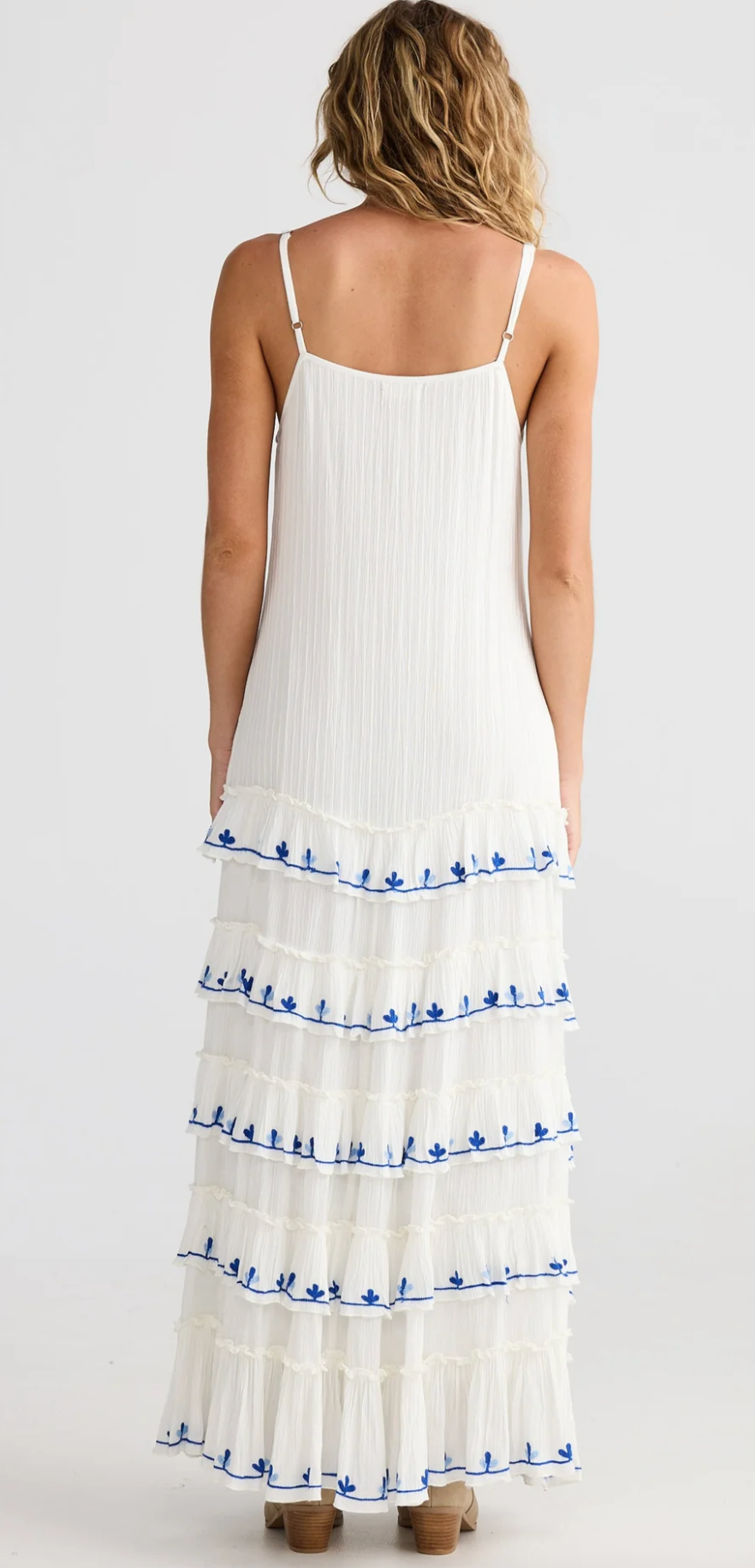 Sadira Dress - White W Blue