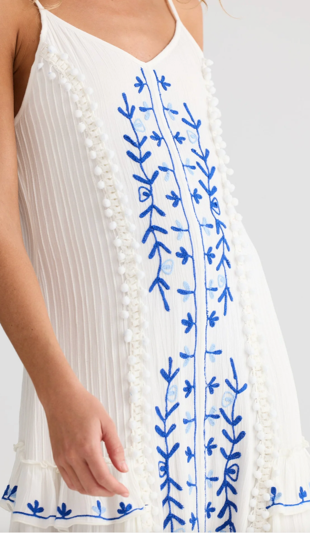 Sadira Dress - White W Blue