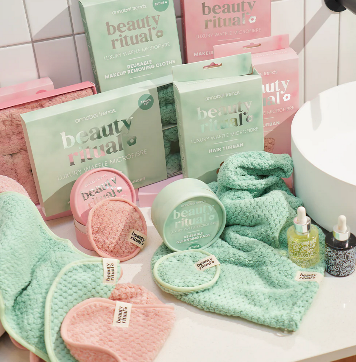 Beauty Ritual Luxury Waffle Hair Turban - Moss