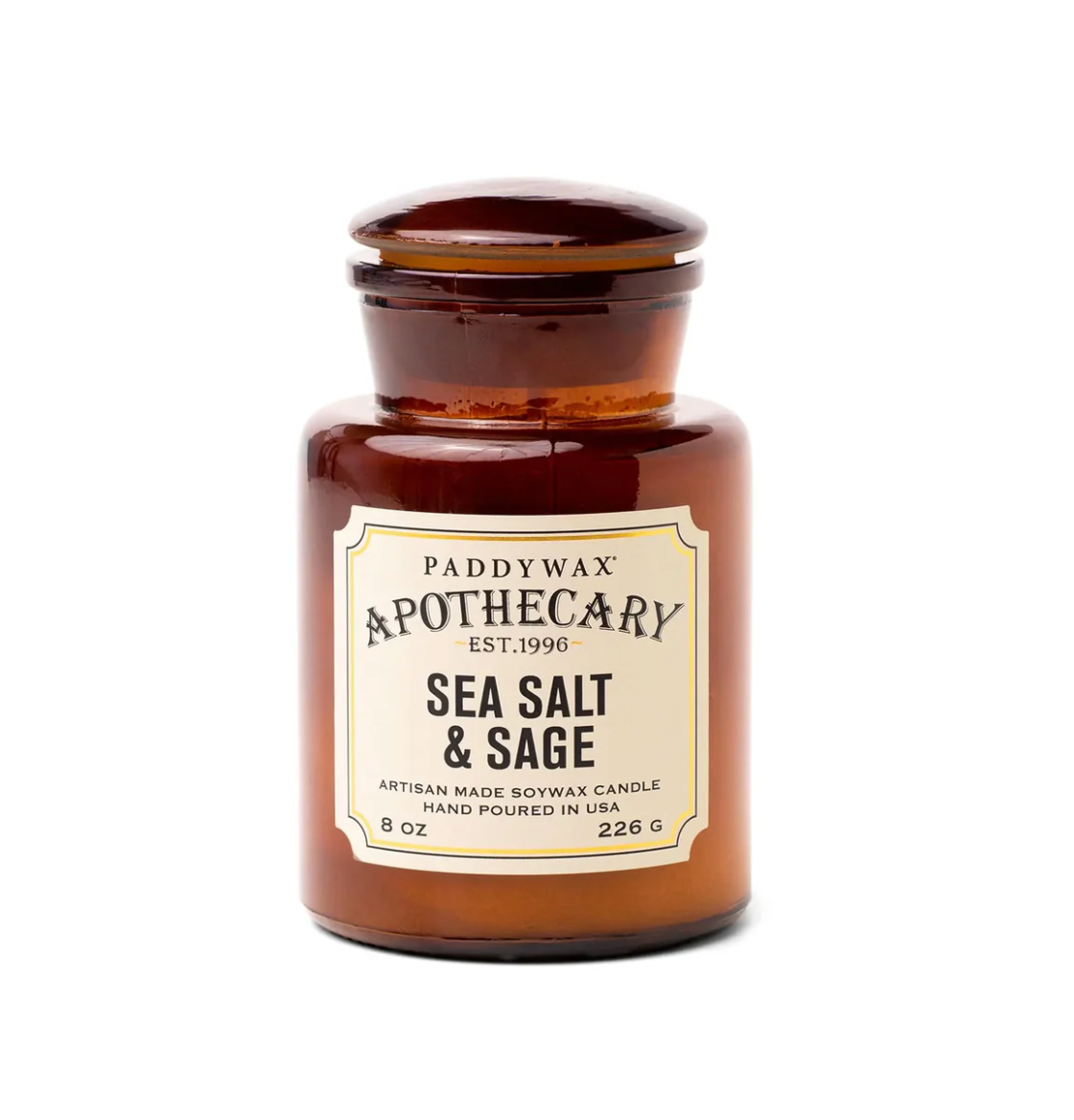 Apothecary Glass Candle 8oz - Sea Salt and Sage