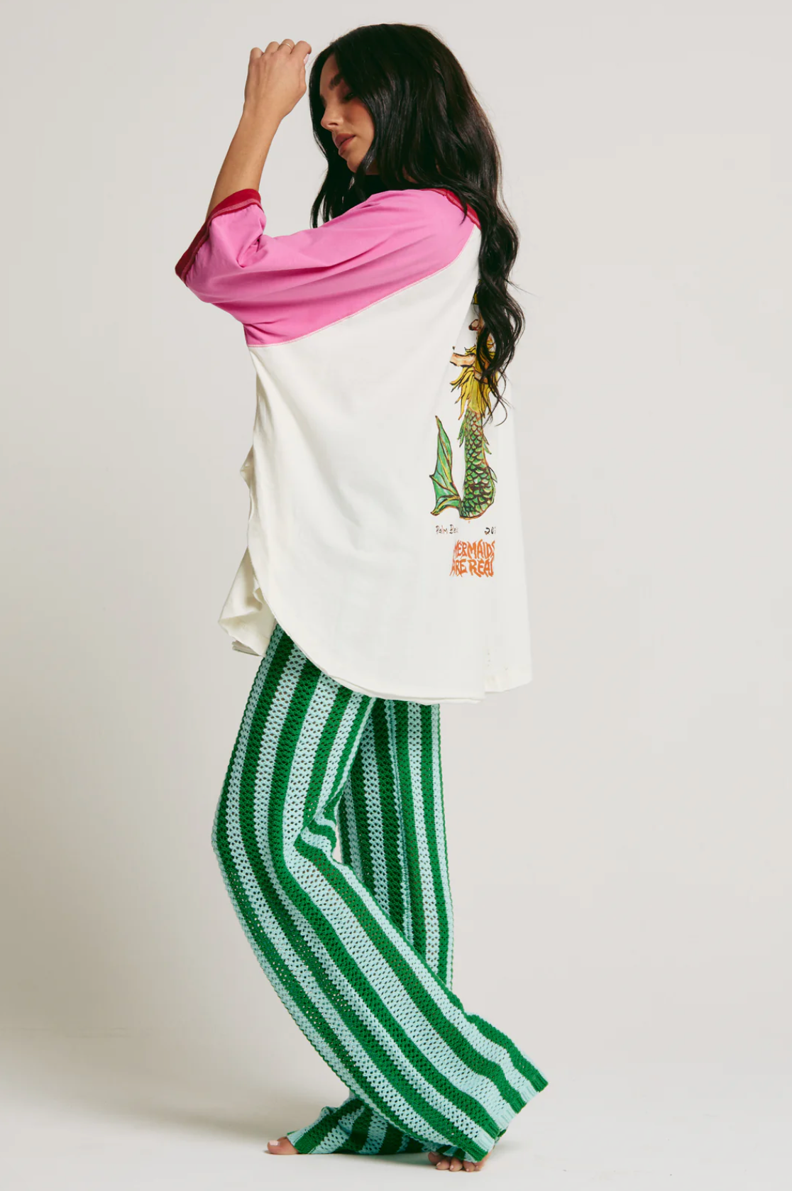 The Raglan Mermaid Swim Club Tee - Pink