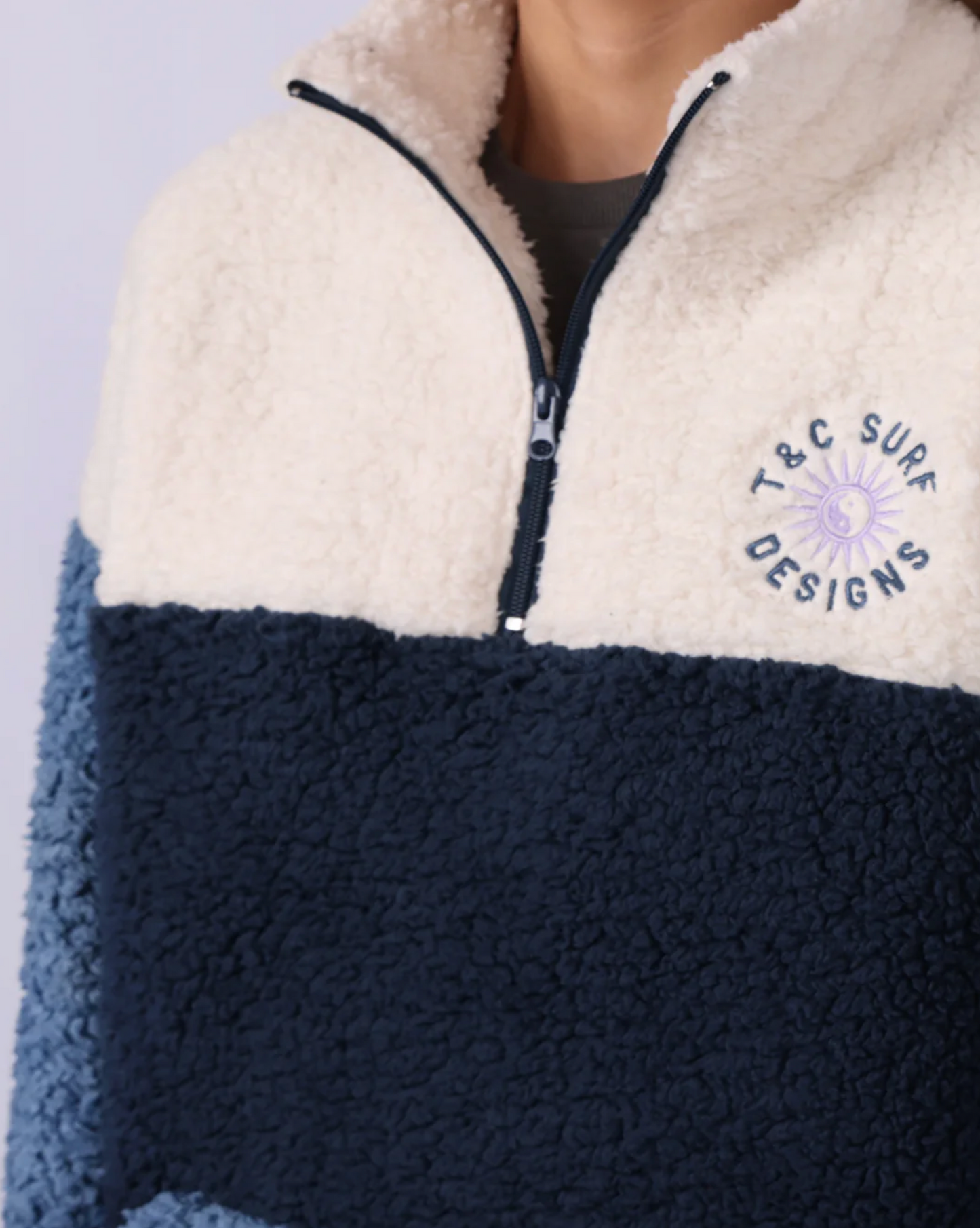 Blockout 1/4 Zip Sherpa - Blue