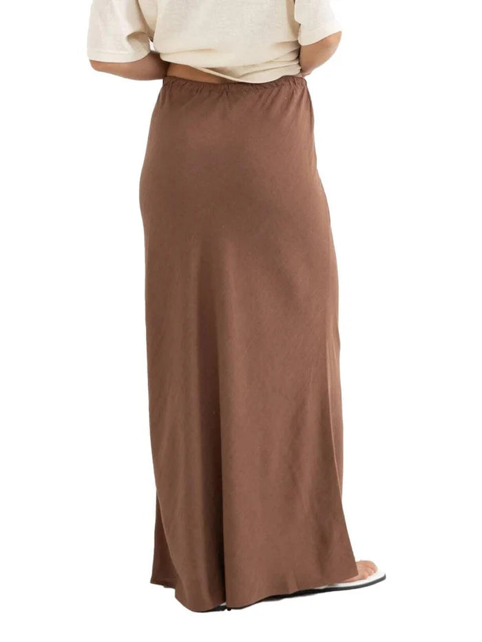 Nadia Bias Cut Maxi Skirt - Chocolate