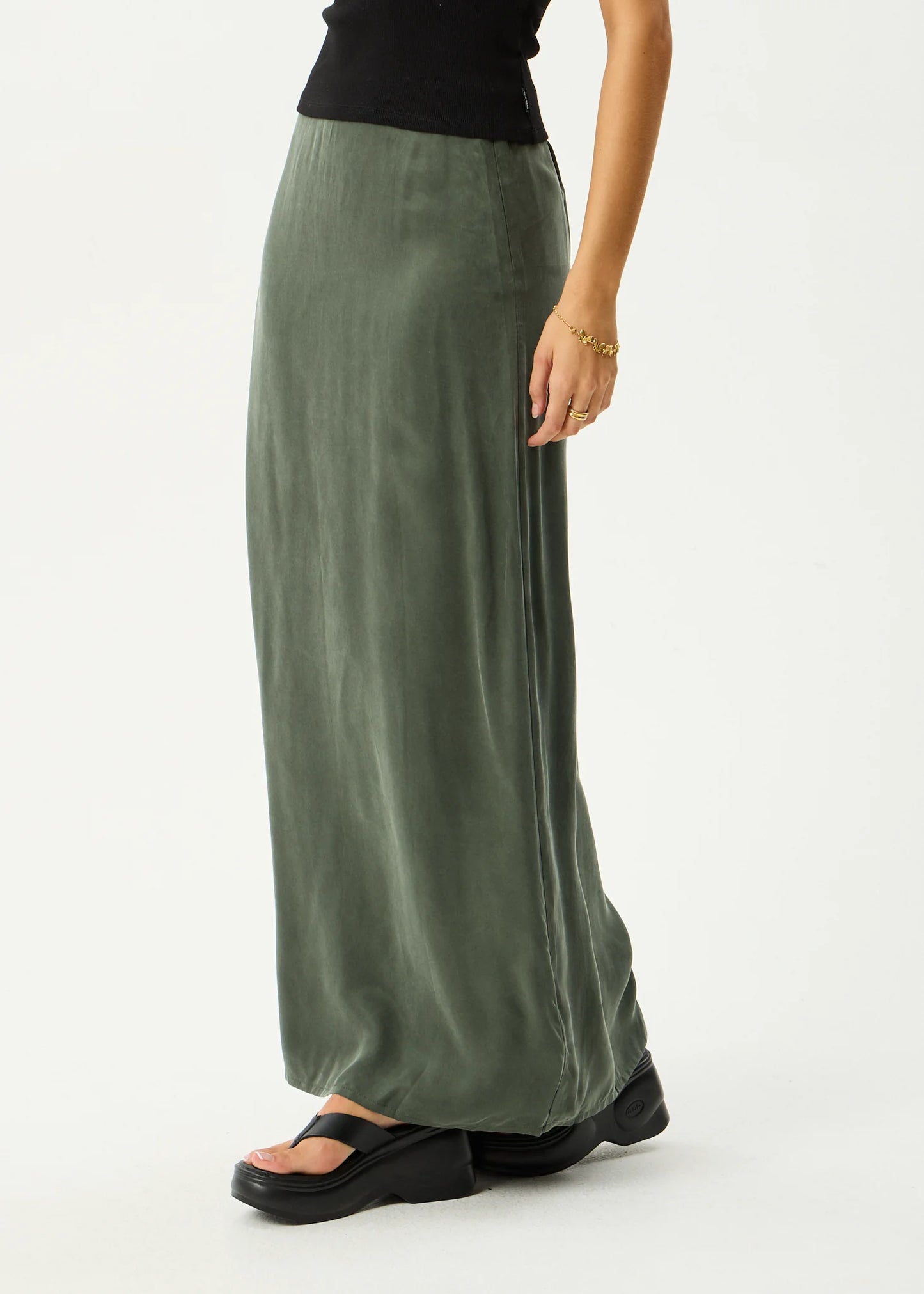 Grace Cupro Maxi Skirt - Deep Green