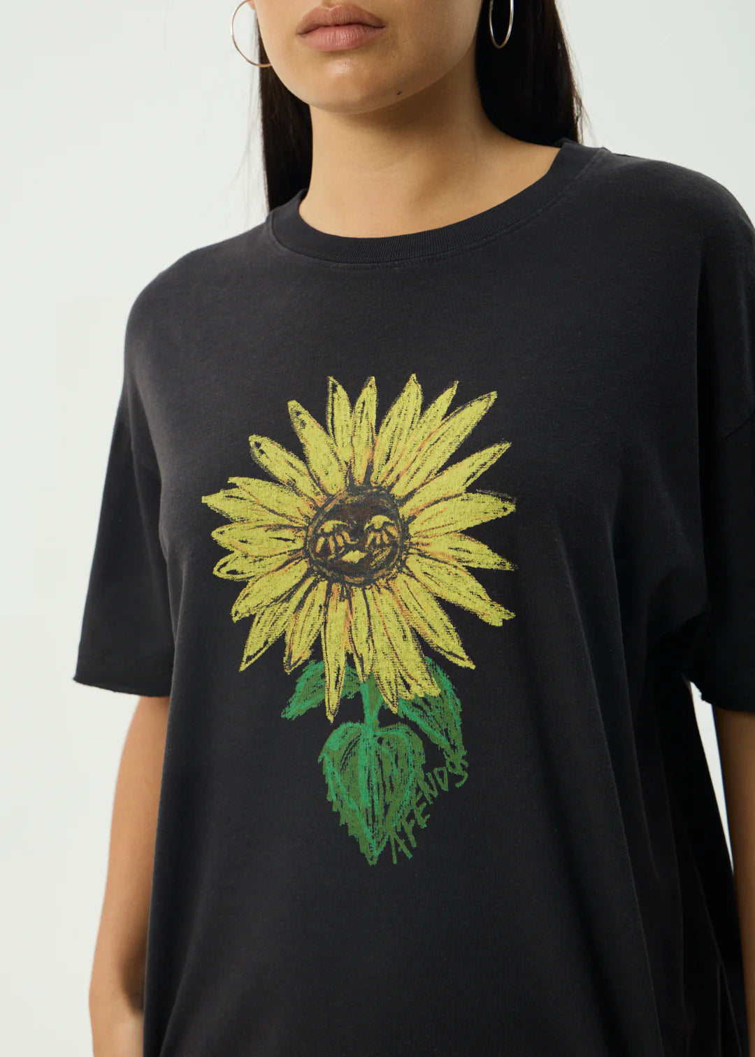 Sunnyflower Hemp Oversized Tee - Stone Black
