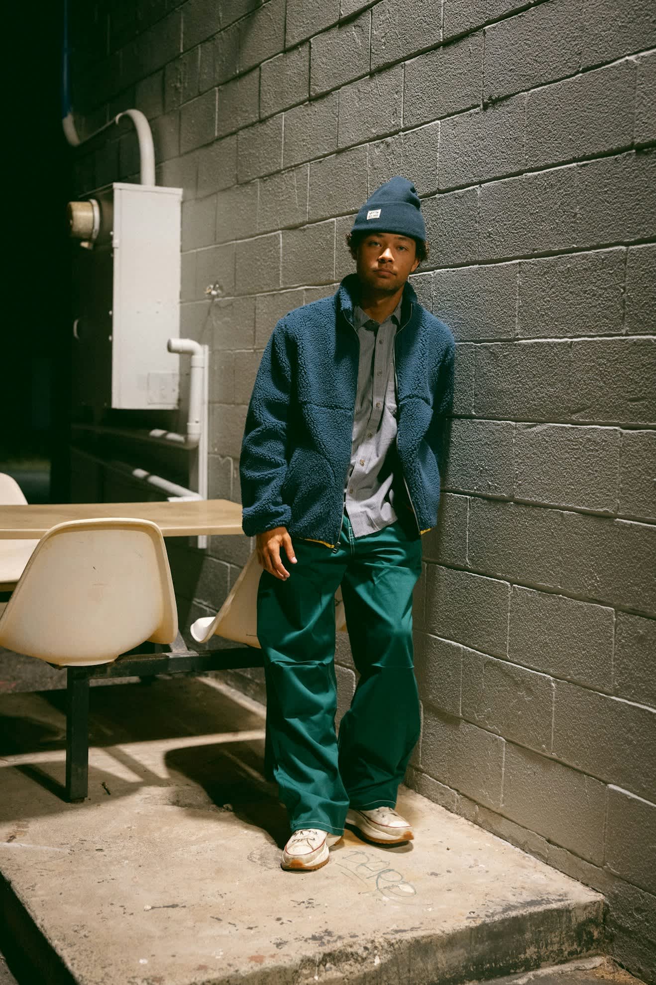 Artic Fleece Mock Neck Jacket - Washed Navy
