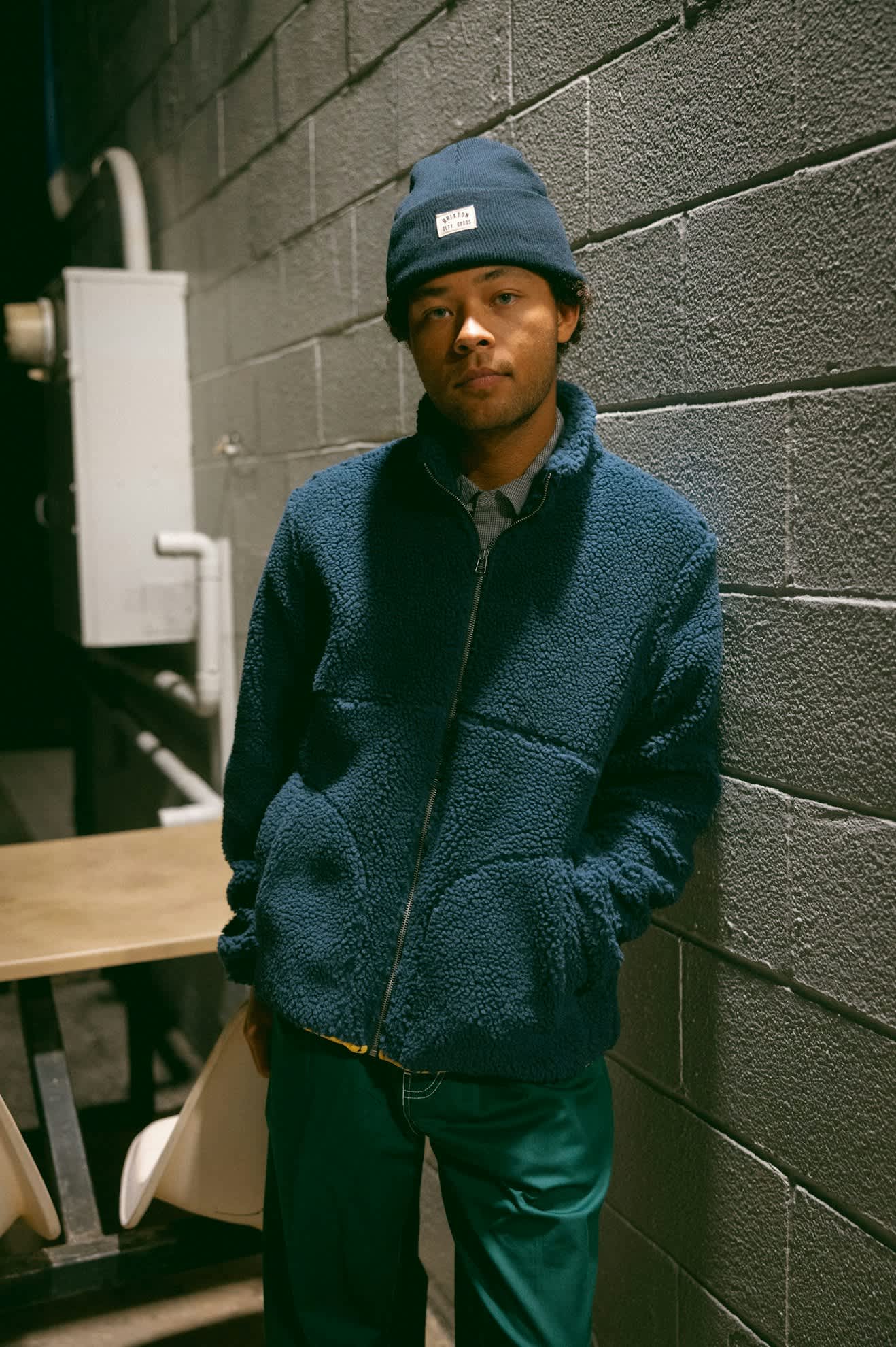 Artic Fleece Mock Neck Jacket - Washed Navy