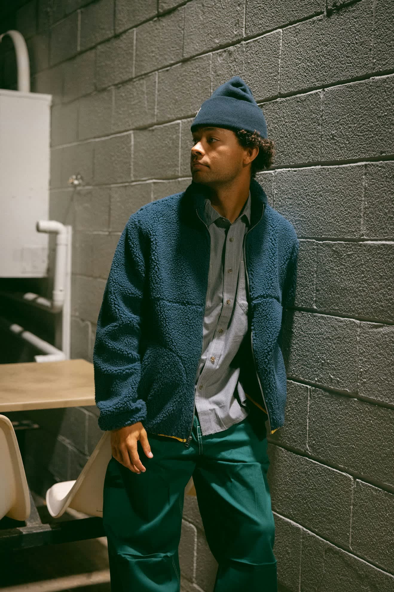 Artic Fleece Mock Neck Jacket - Washed Navy