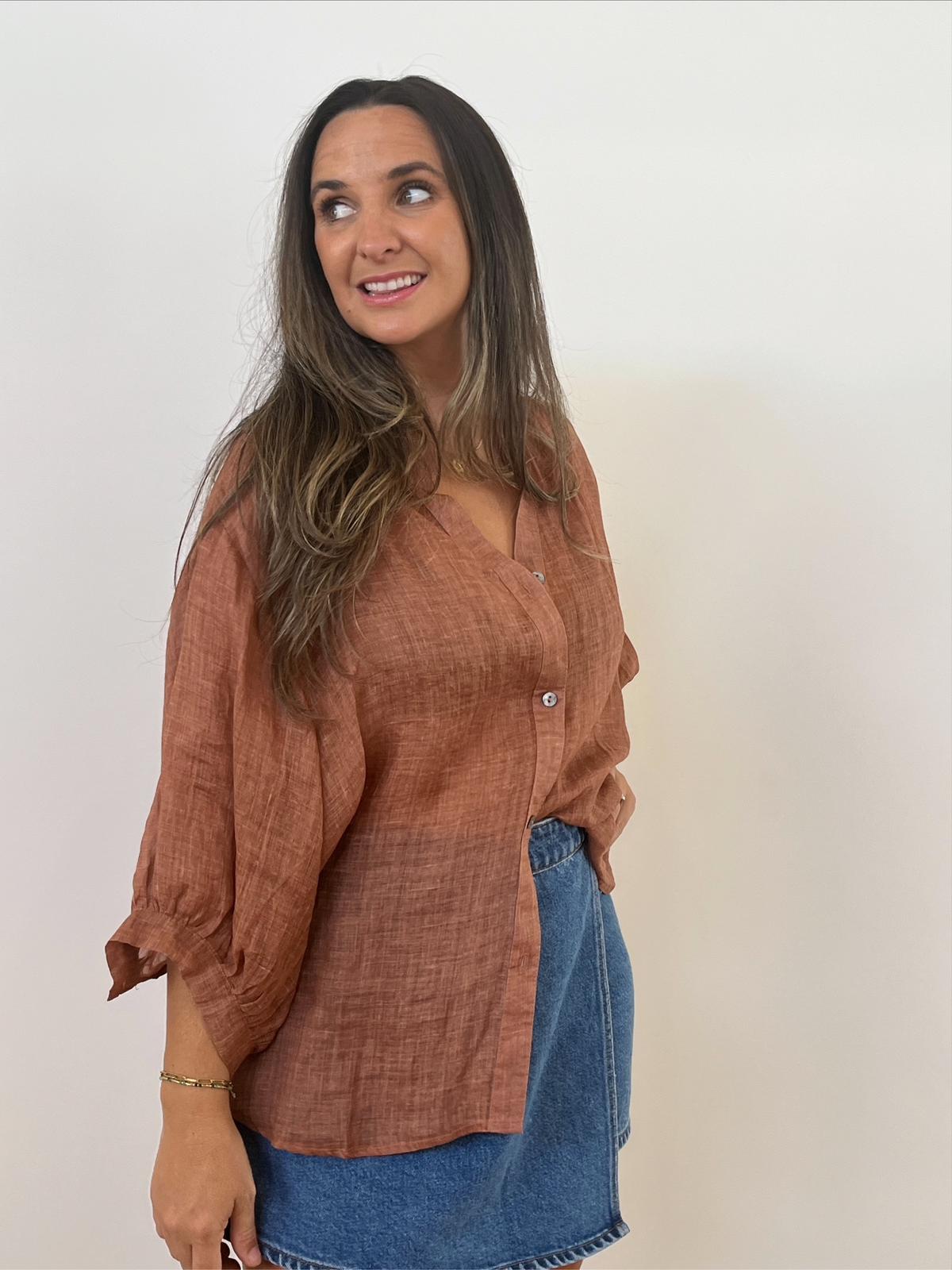 Aurorar Linen Shirt - Clay