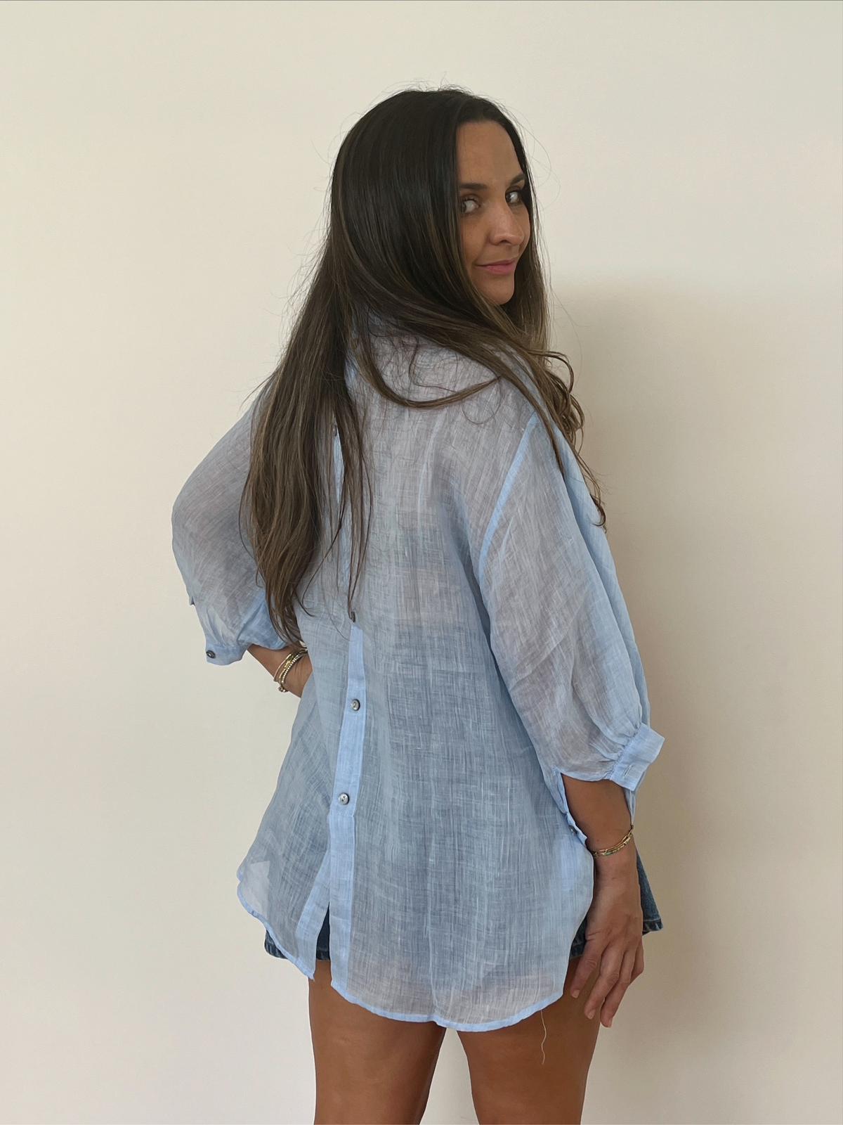 Aurora Linen Shirt - Ice Blue