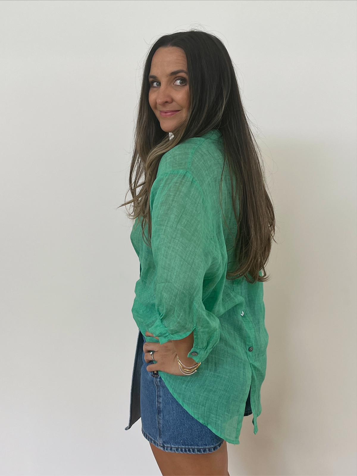 Aurora Linen Shirt - Spring Green