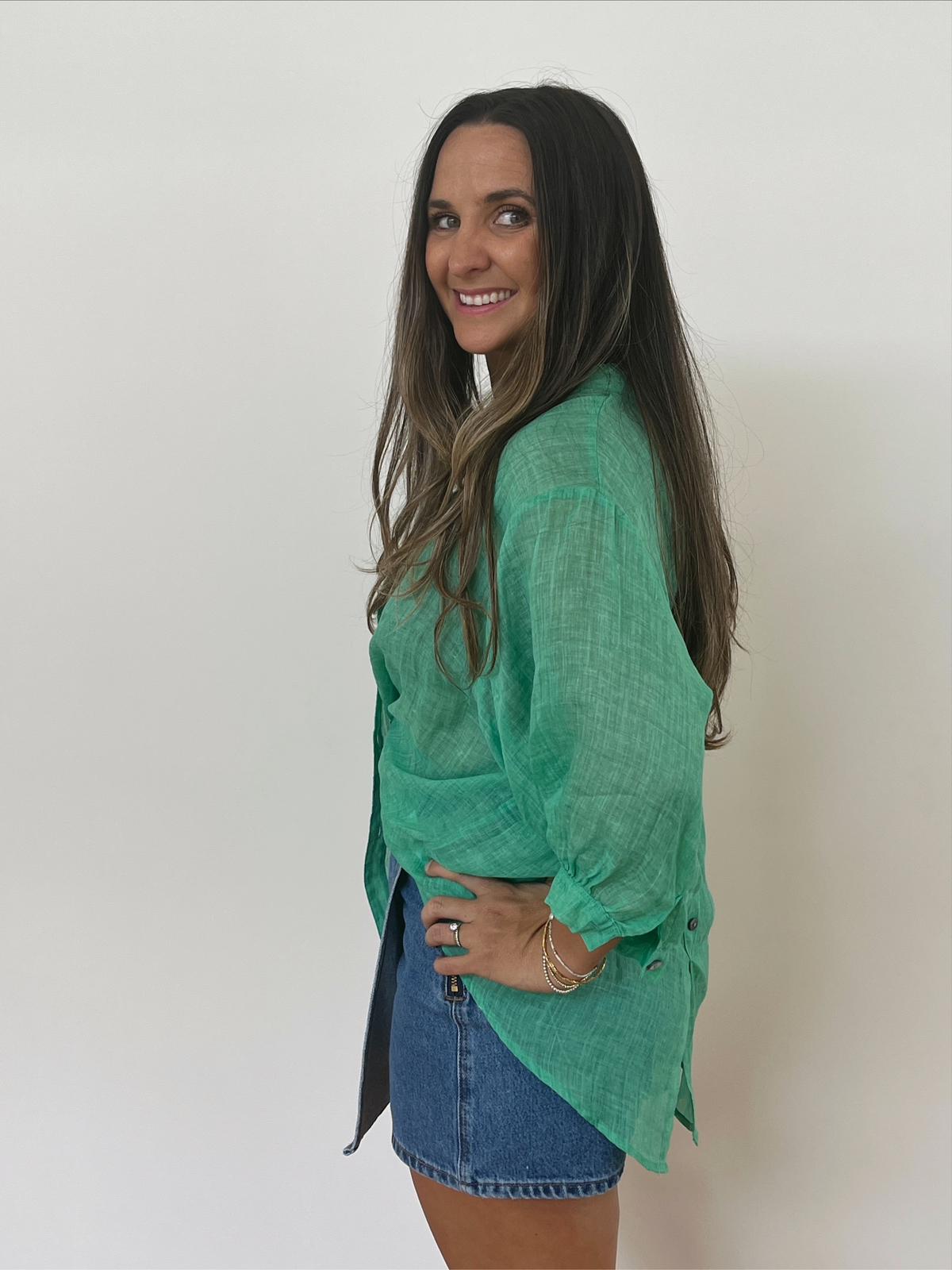Aurora Linen Shirt - Spring Green