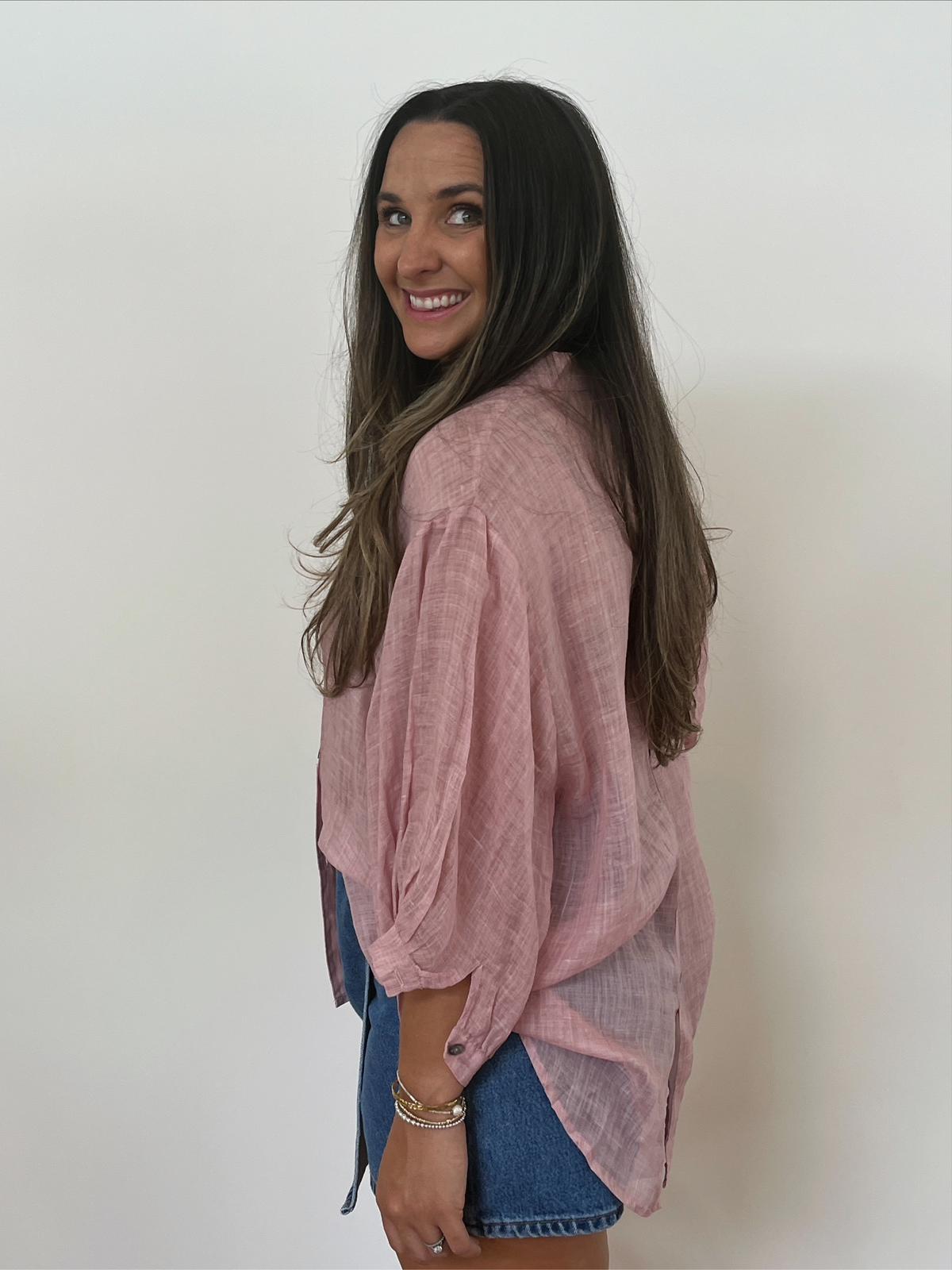 Aurora Linen Shirt - Light Pink