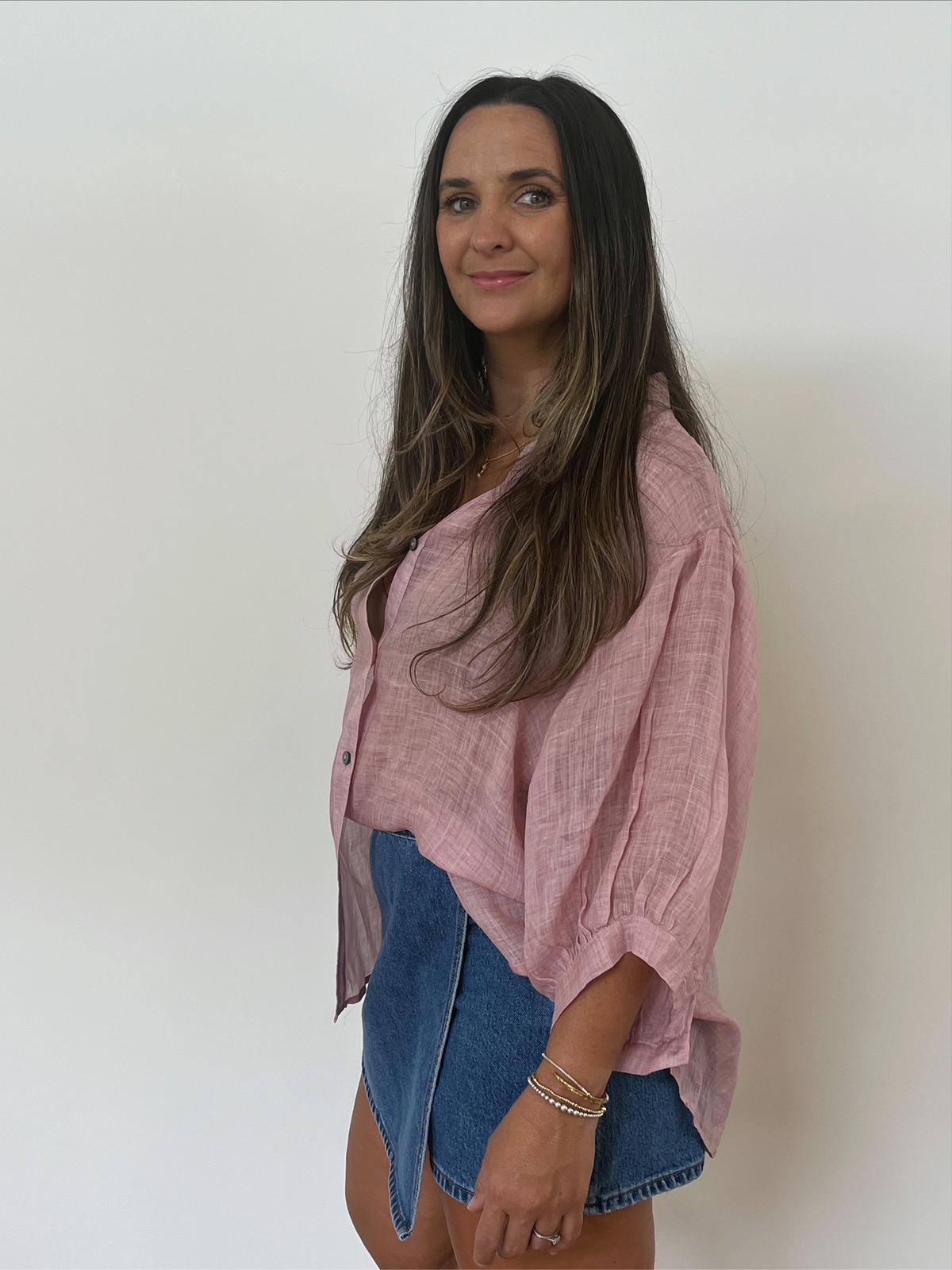 Aurora Linen Shirt - Light Pink