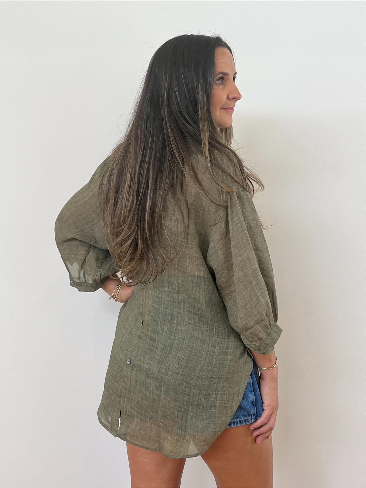 Aurora Linen Shirt - Olive
