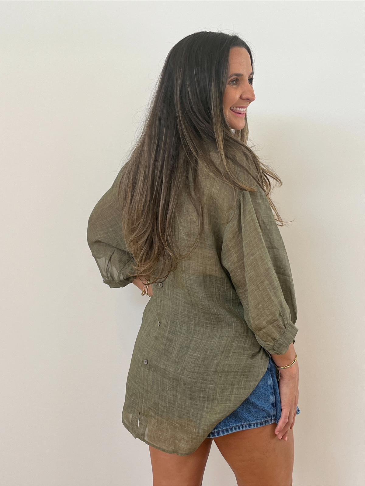 Aurora Linen Shirt - Olive