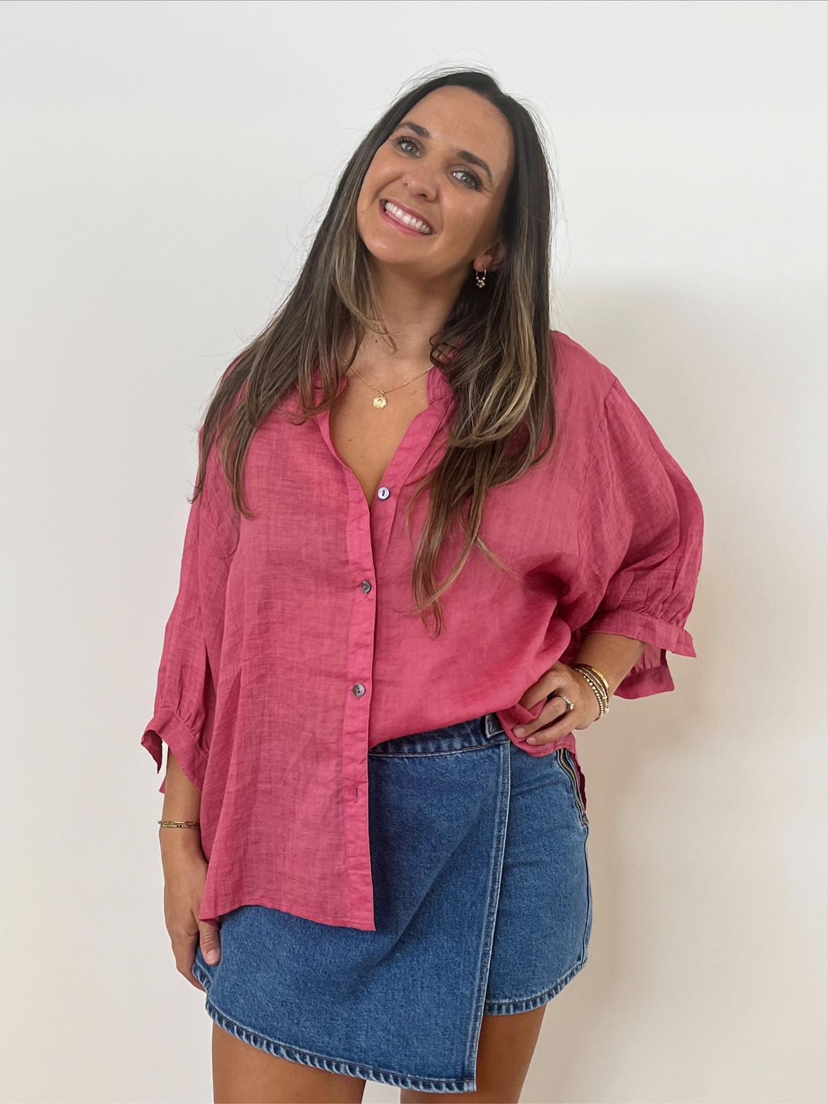 Aurora Linen Shirt - Rose