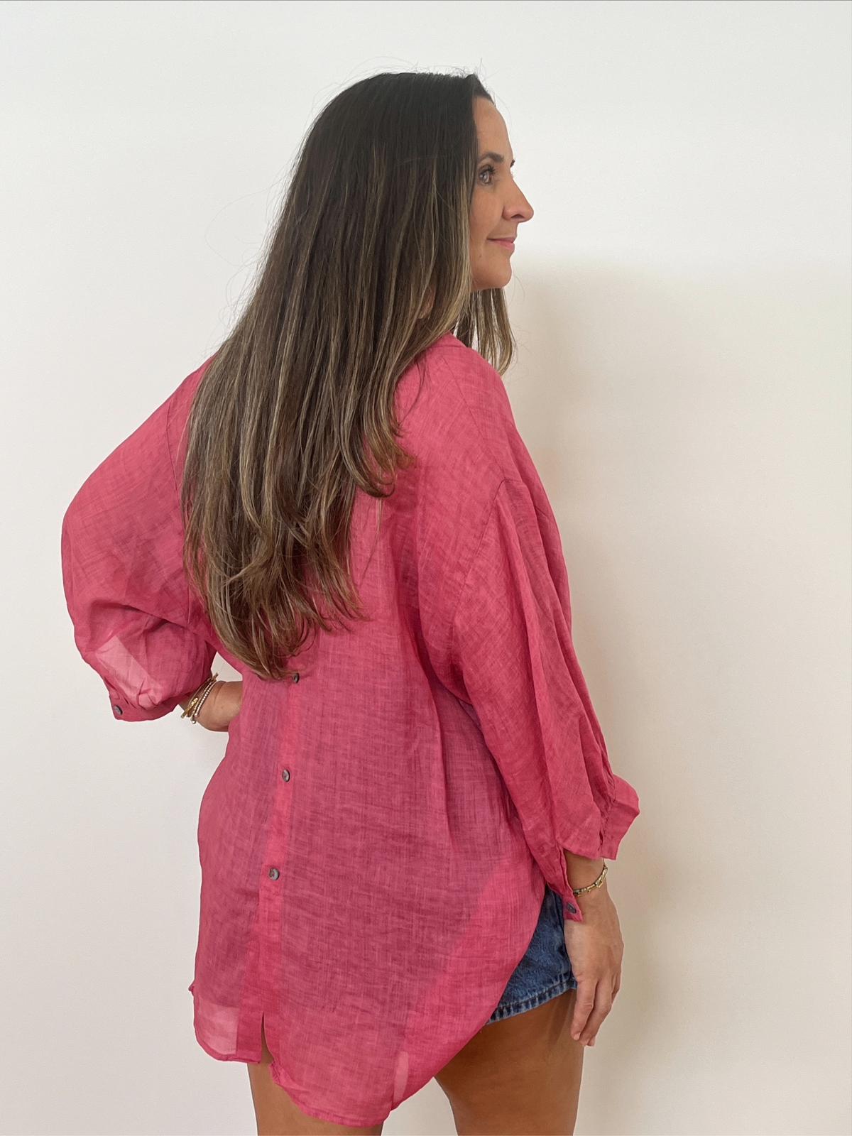 Aurora Linen Shirt - Rose