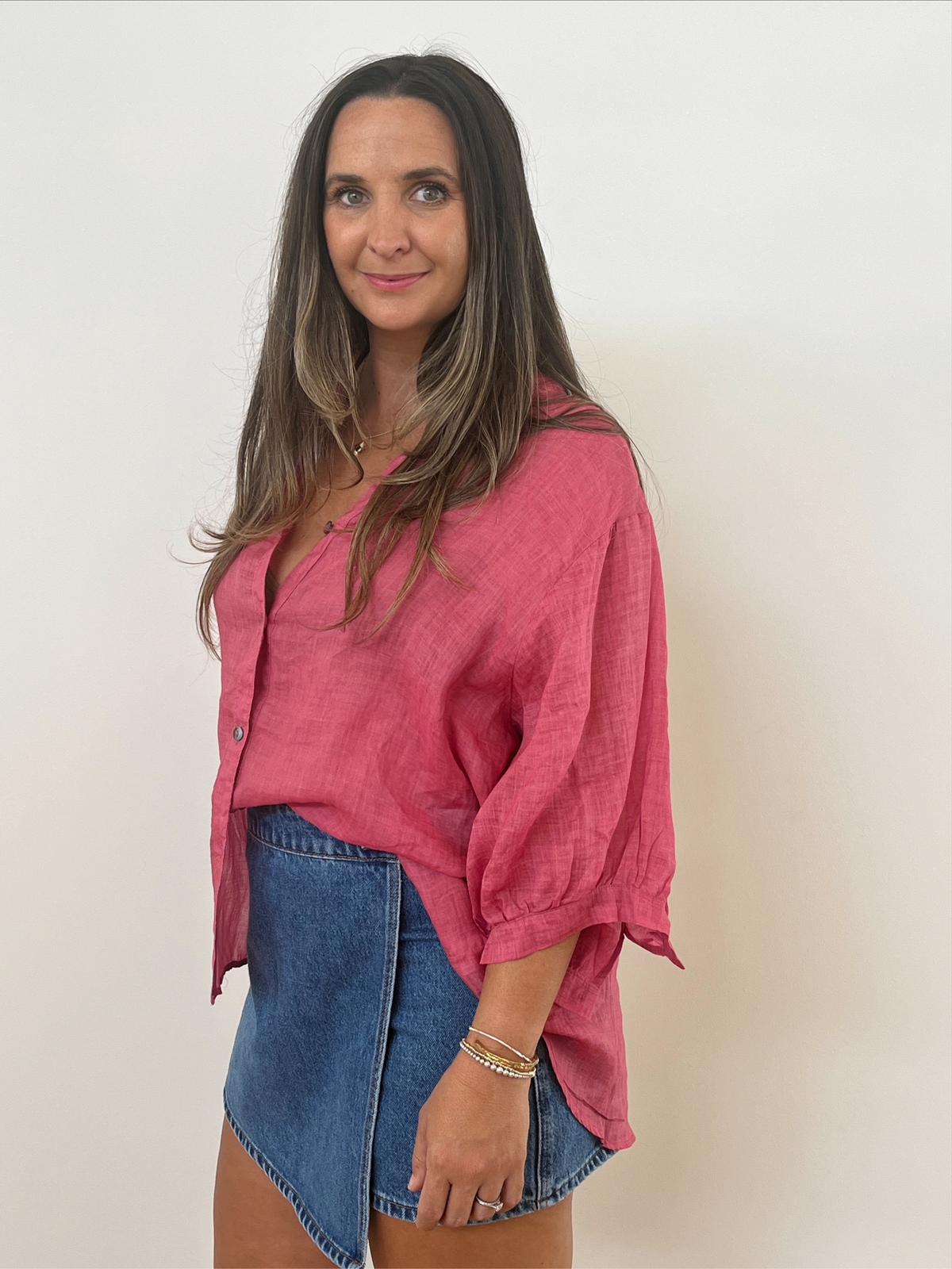 Aurora Linen Shirt - Rose