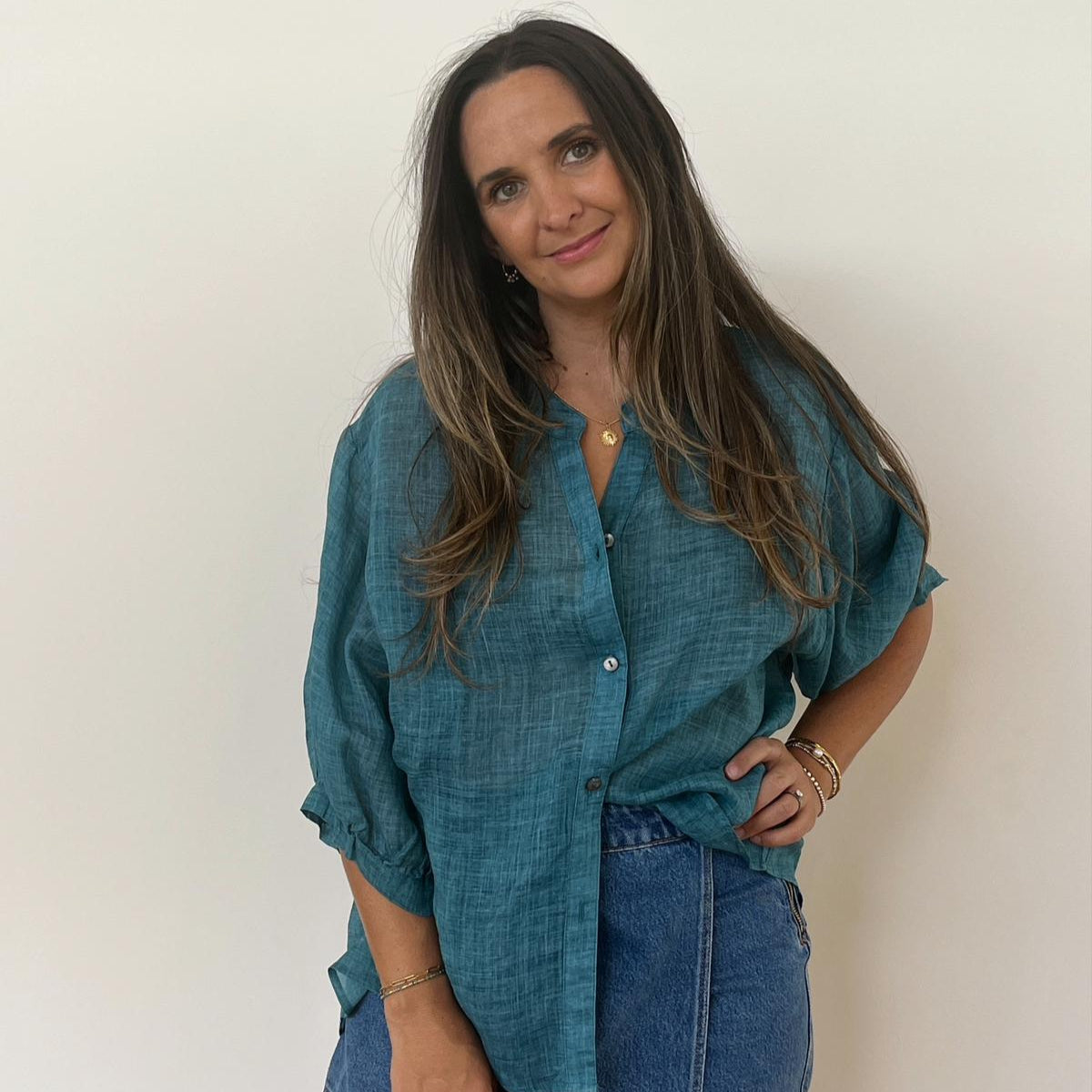 Aurora Linen Shirt - Teal