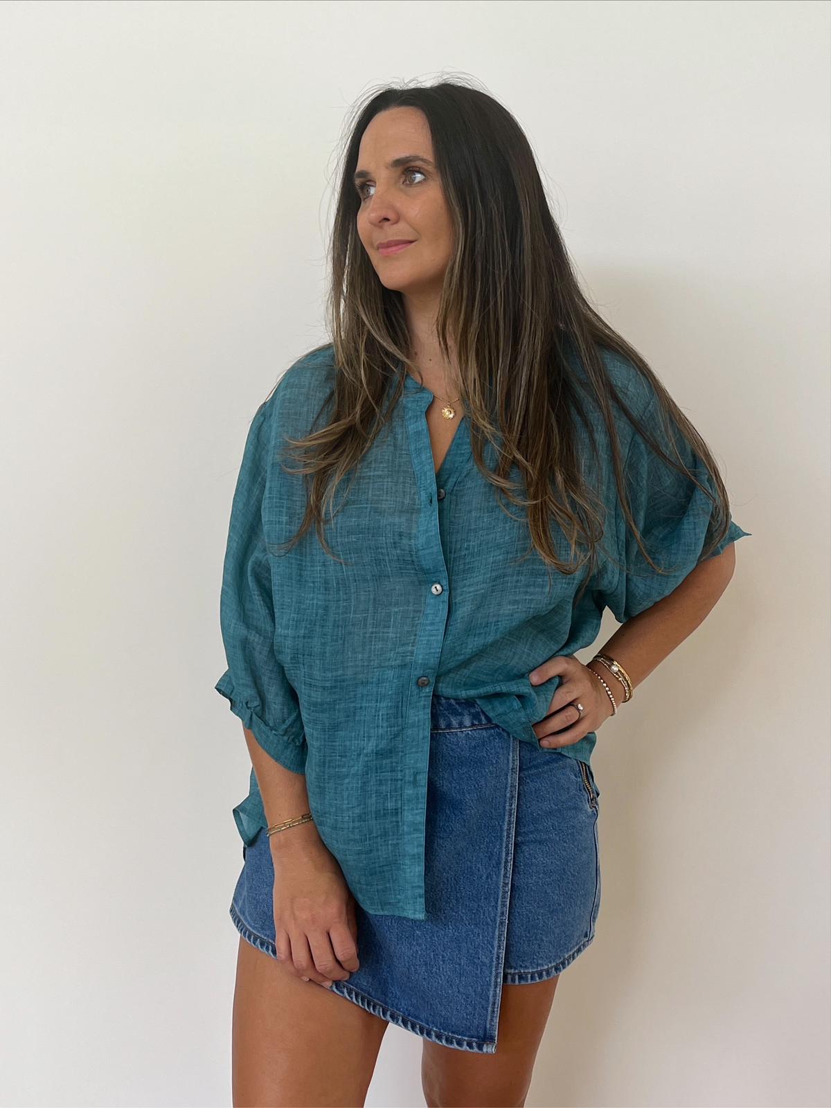 Aurora Linen Shirt - Teal