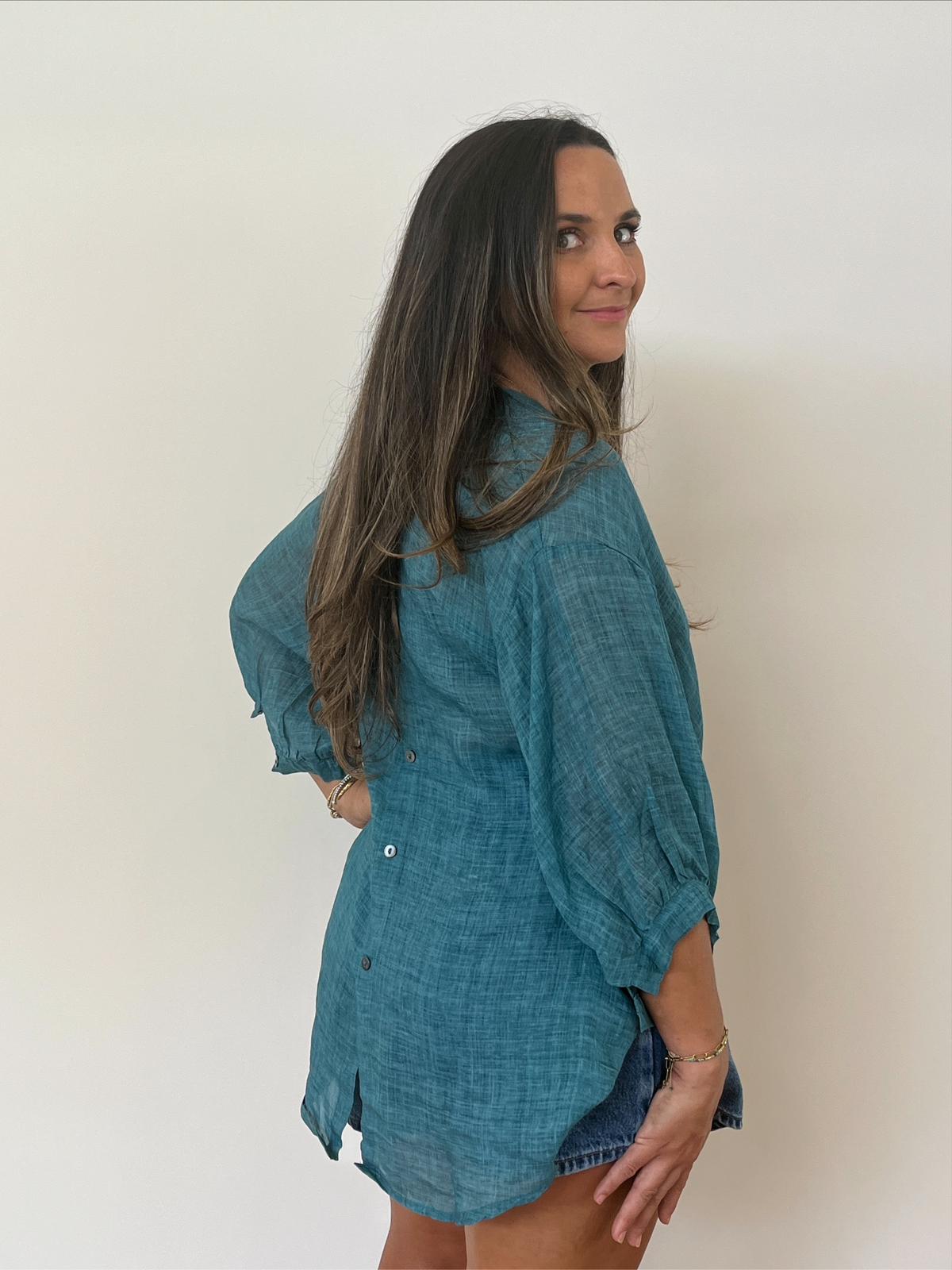 Aurora Linen Shirt - Teal