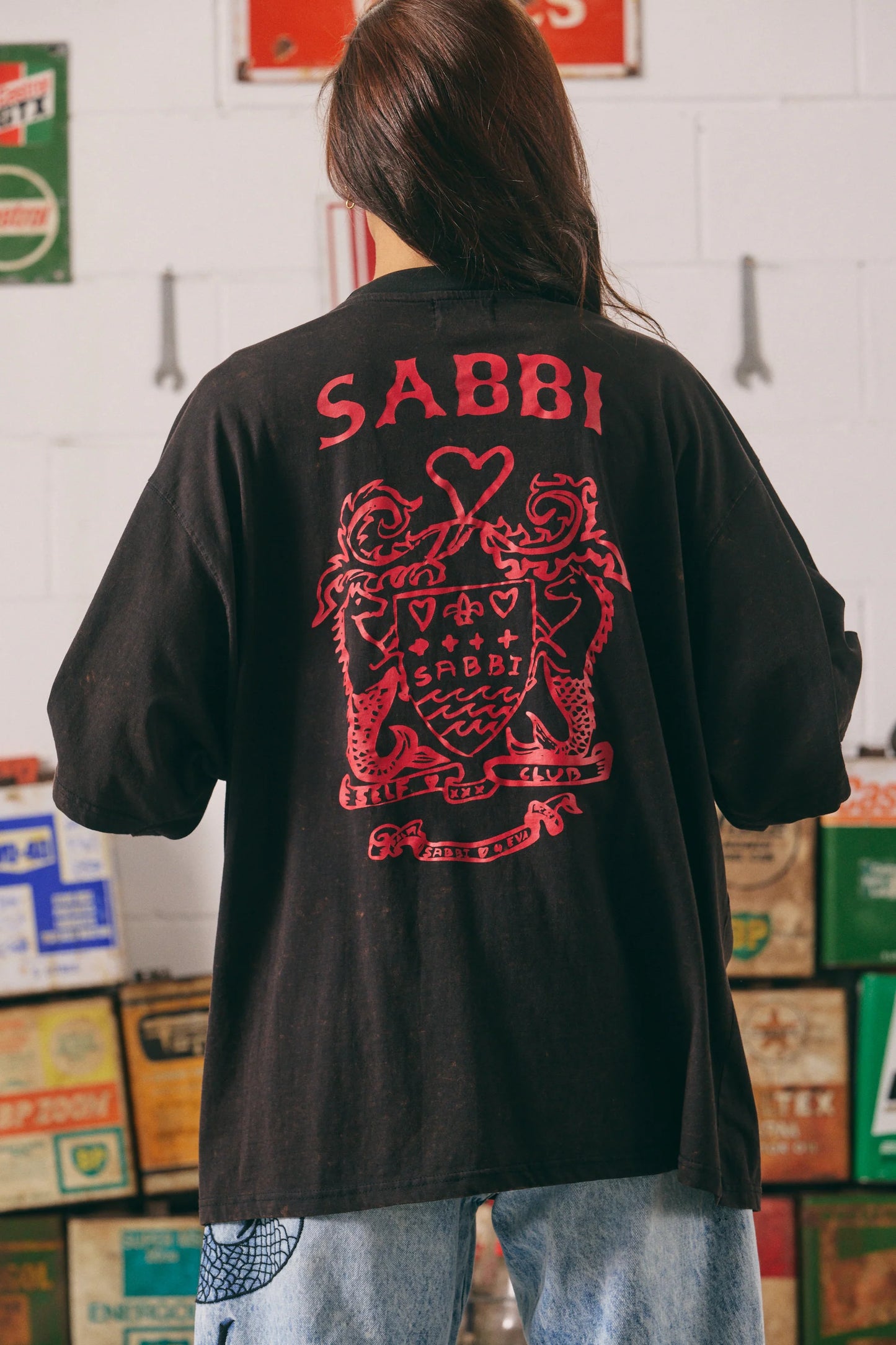 The Very Oversized Racing Badges Tee - Black