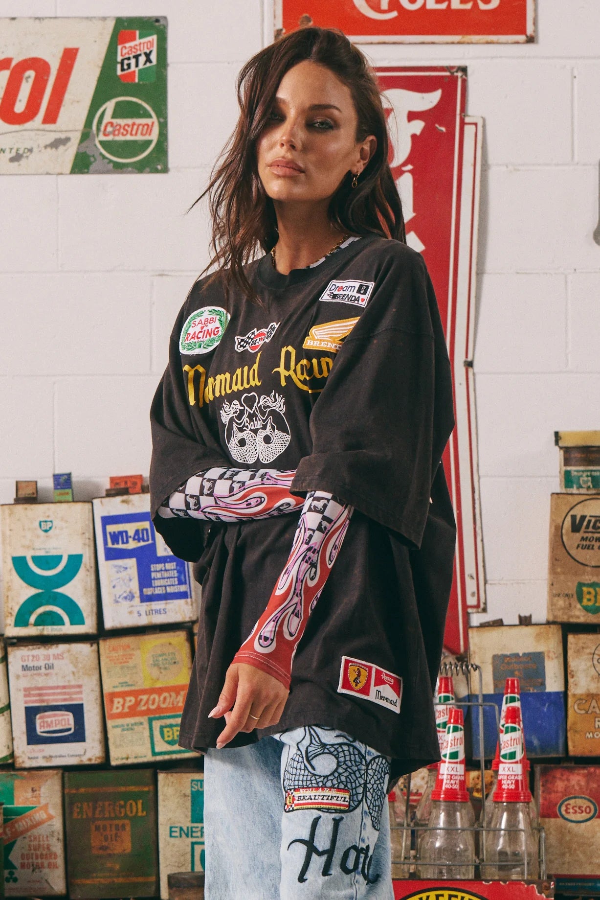 The Very Oversized Racing Badges Tee - Black