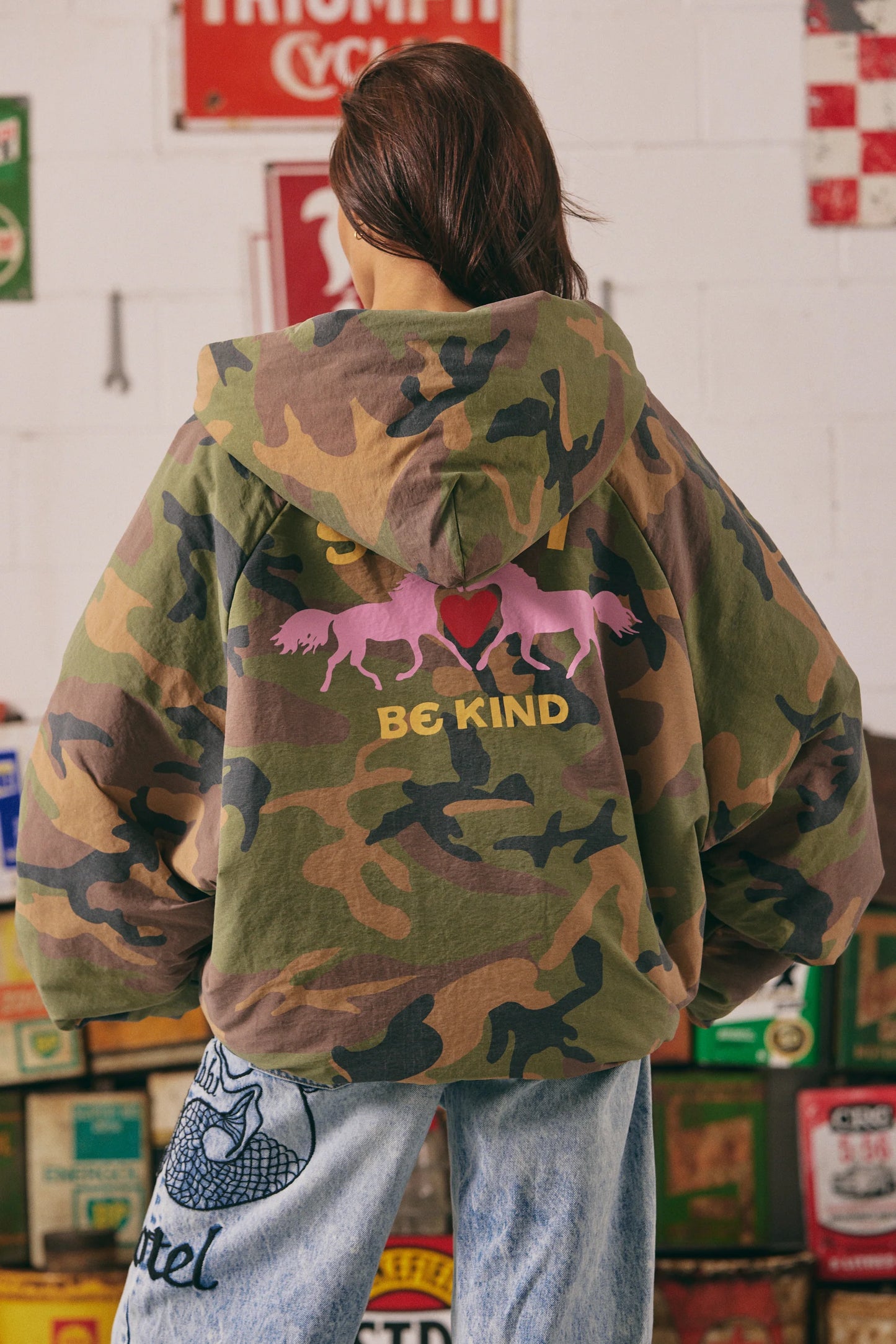 The Be Kind Bomber Jacket - Camo