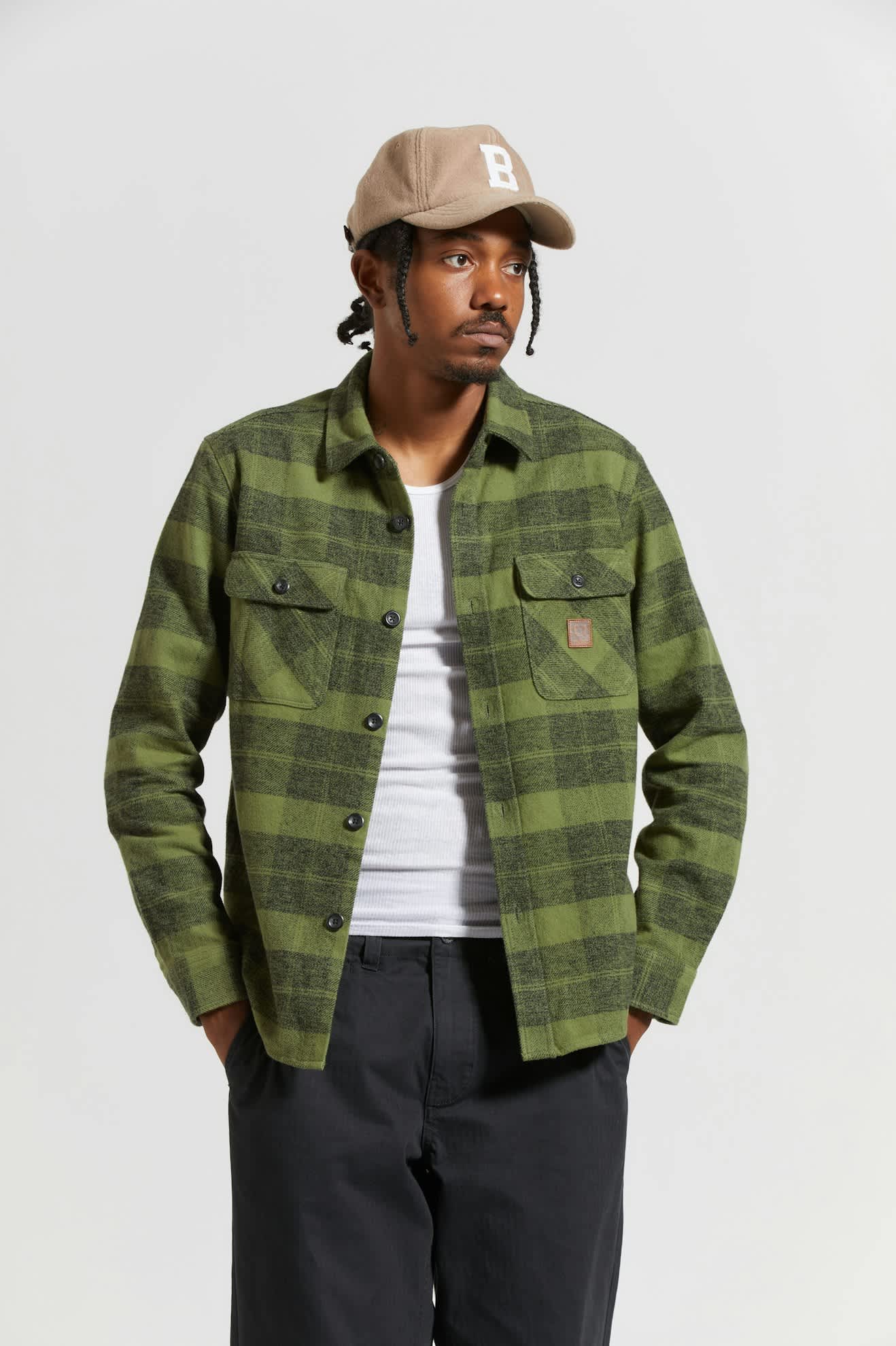 Bowery Heavyweight L/S Flannel - Cypress Green/Black
