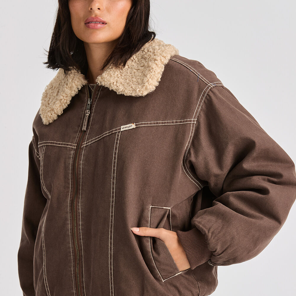 Carrie Bomber Jacket - Washed Brown